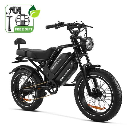HappyRun G70 2000W Dual Battery Fast Electric Cargo Black Bike for Sale - Energize Trek