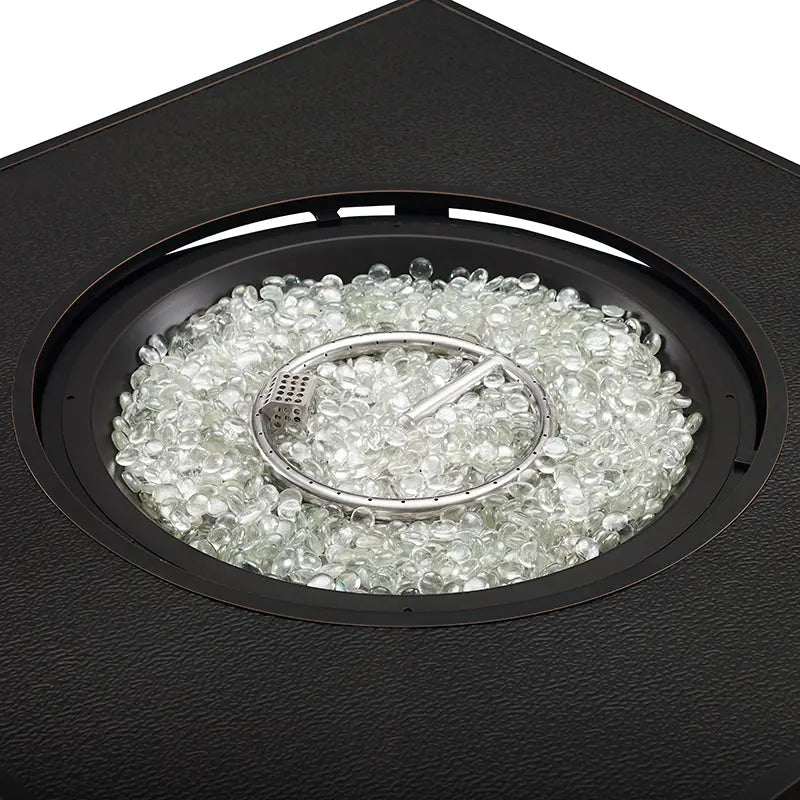Henley 40" Round Aluminum Basketweave Convertible Gas Fire Pit Table - Energize Trek