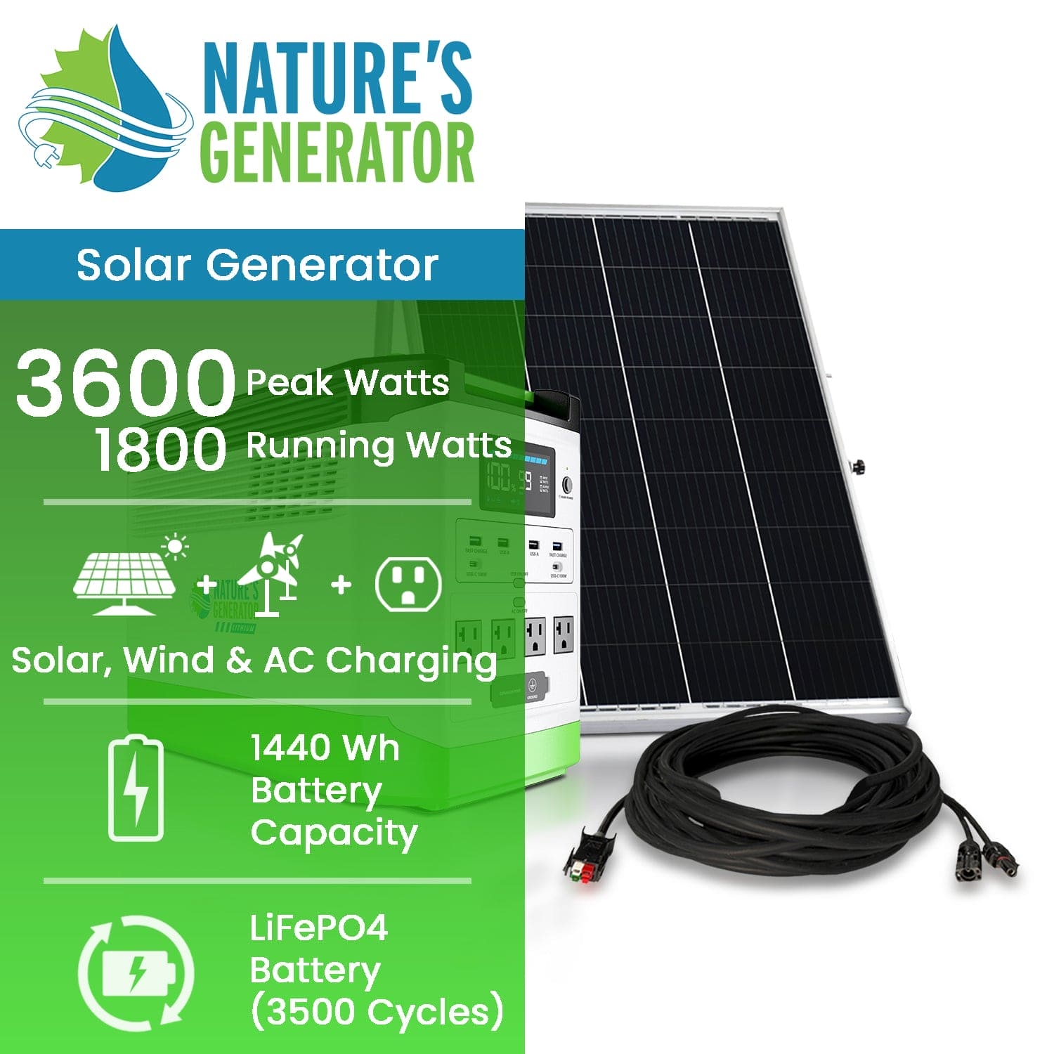High Capacity Lithium 1800 Solar Generator - Energize Trek