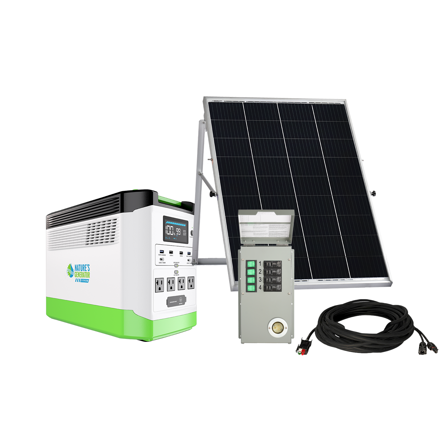 High Capacity Lithium 1800 Solar Generator and Transfer Switch - Energize Trek