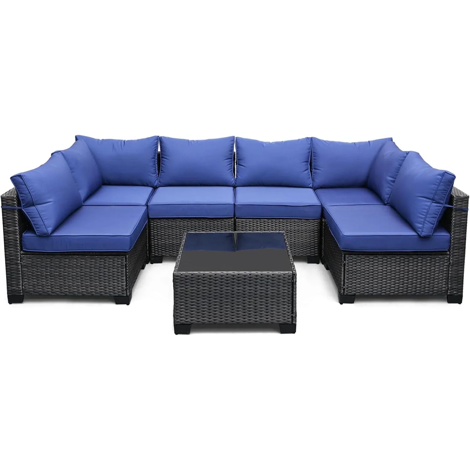 HobbyLane 7 Piece Modular Outdoor Furniture Set PE Rattan Wicker Garden - Energize Trek