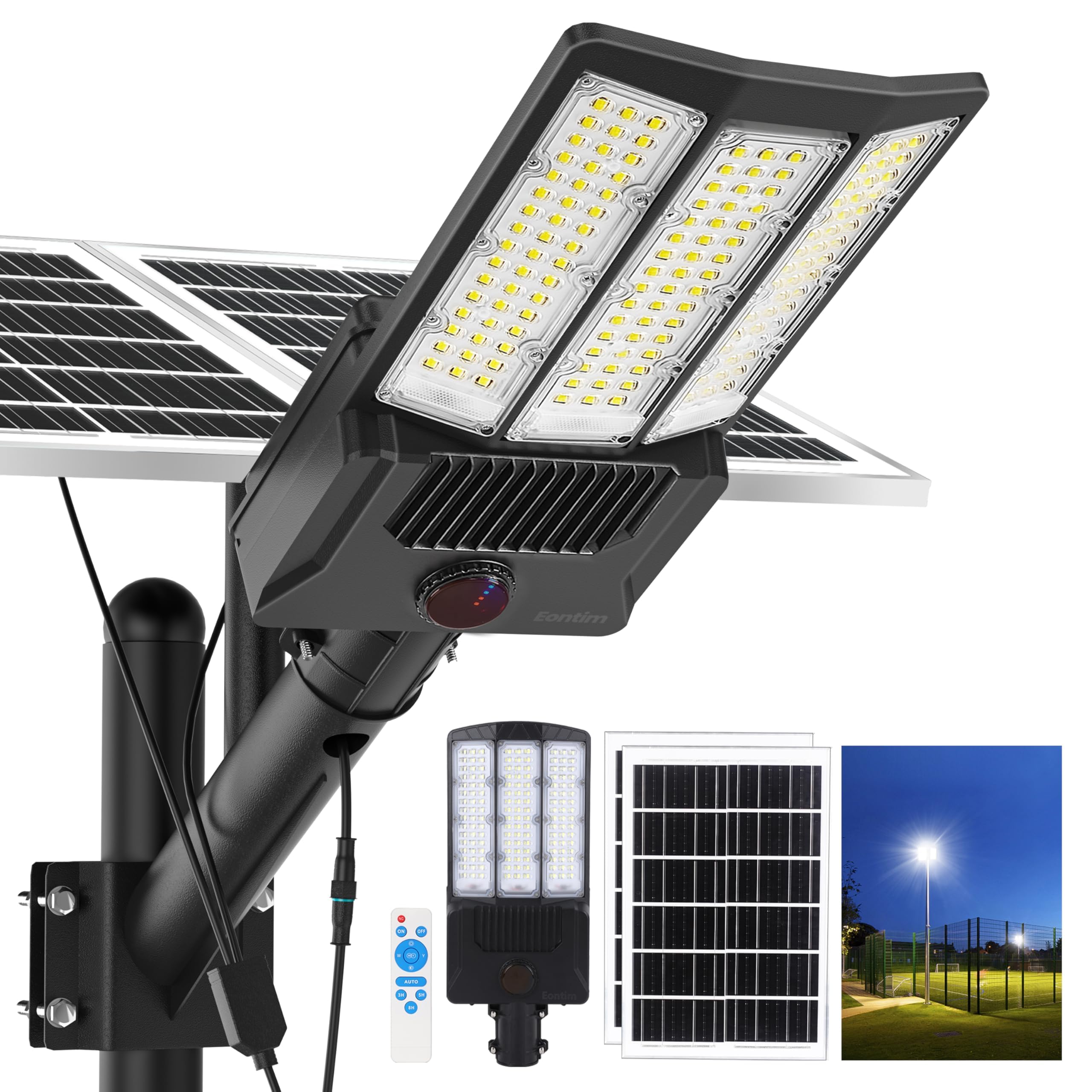 9500W Aluminum Solar Street Lights Outdoor, 500000LM High Powered Commercial Parking Lot Lights 6500K Dusk to Dawn with Remote - Energize Trek