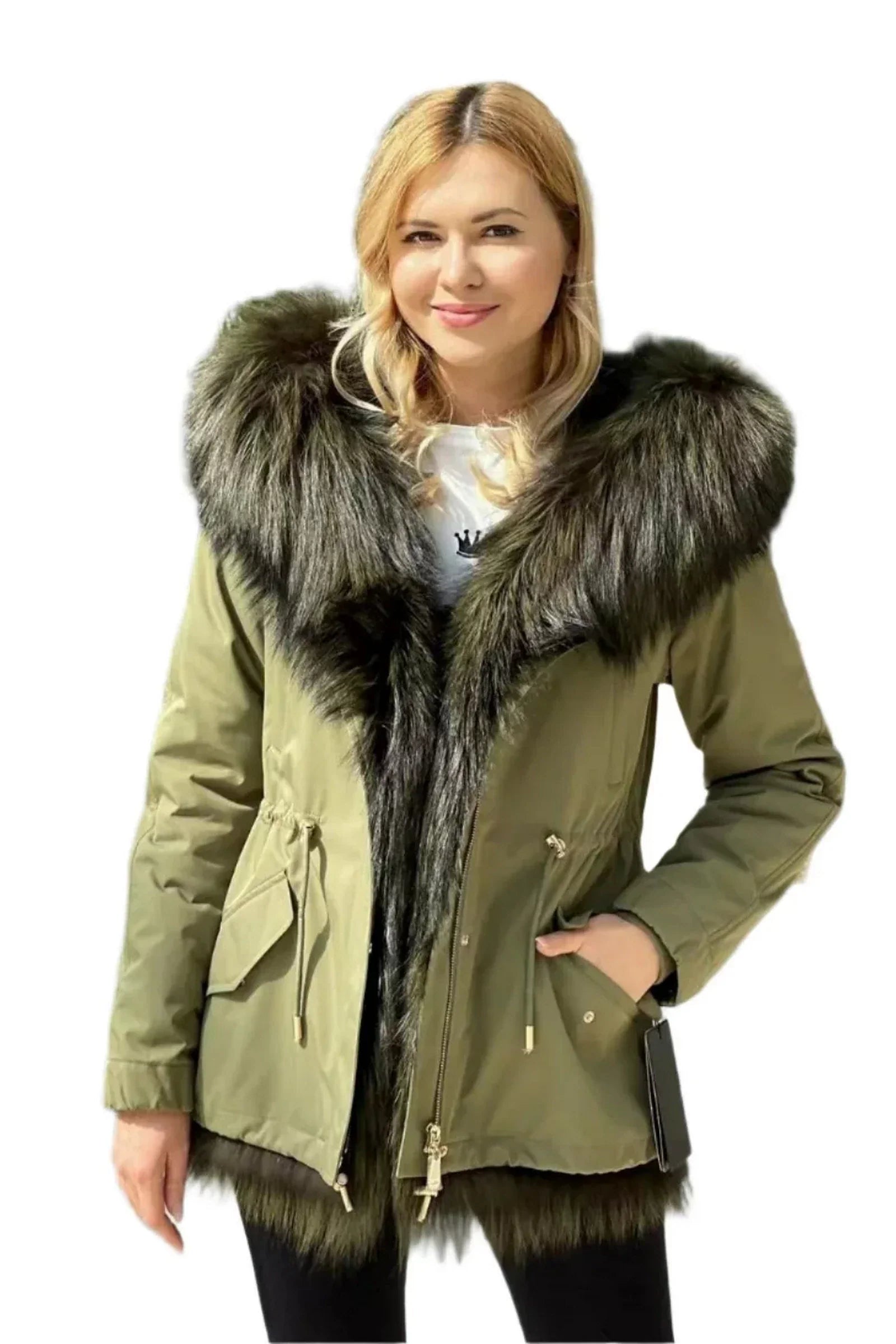 Genuine Silver Fox Fur Parka with Rabbit Fur Insulation - Energize Trek
