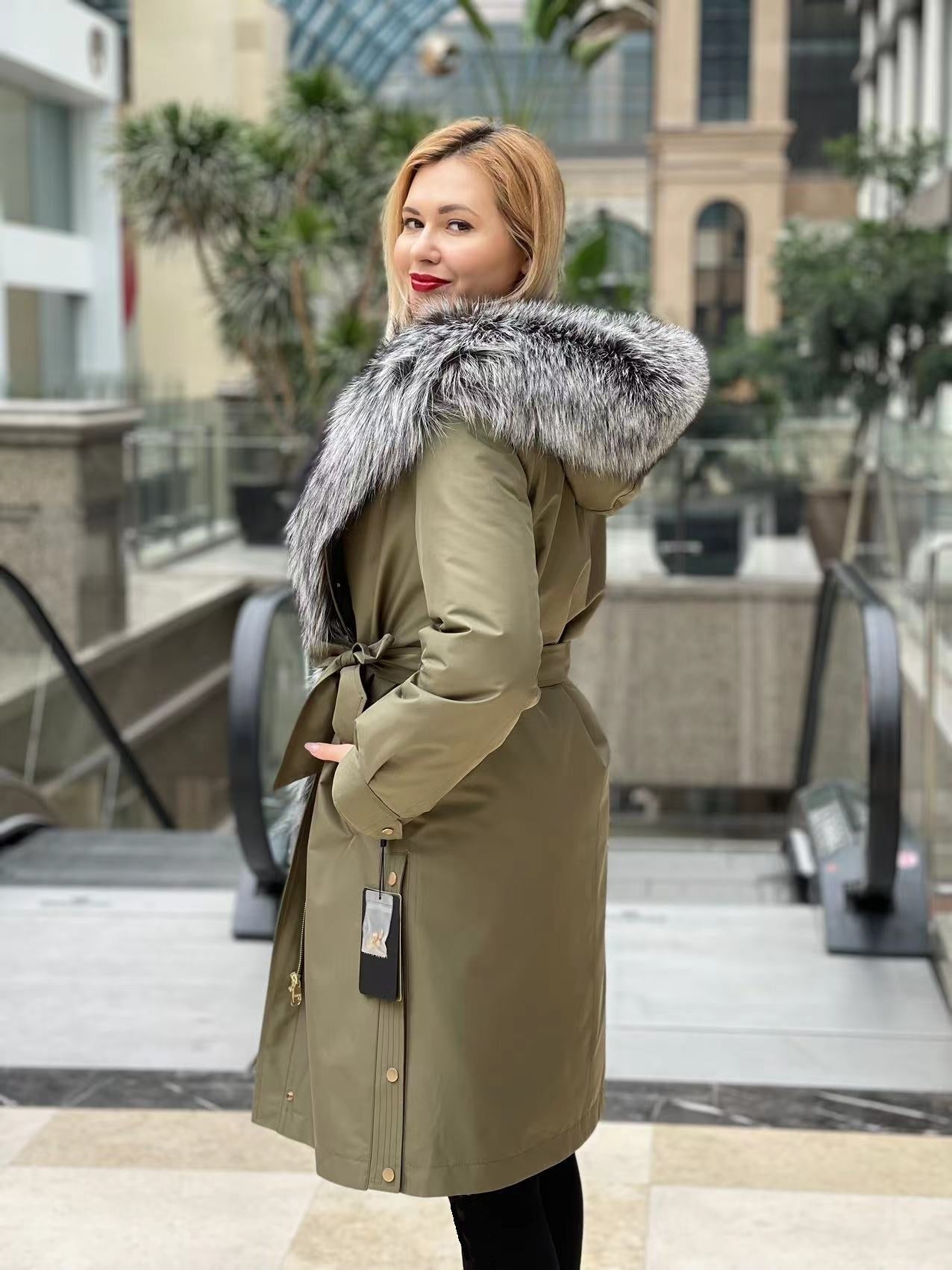 Genuine Silver Fox Fur Trim Rabbit Fur Insulated Parka - Energize Trek