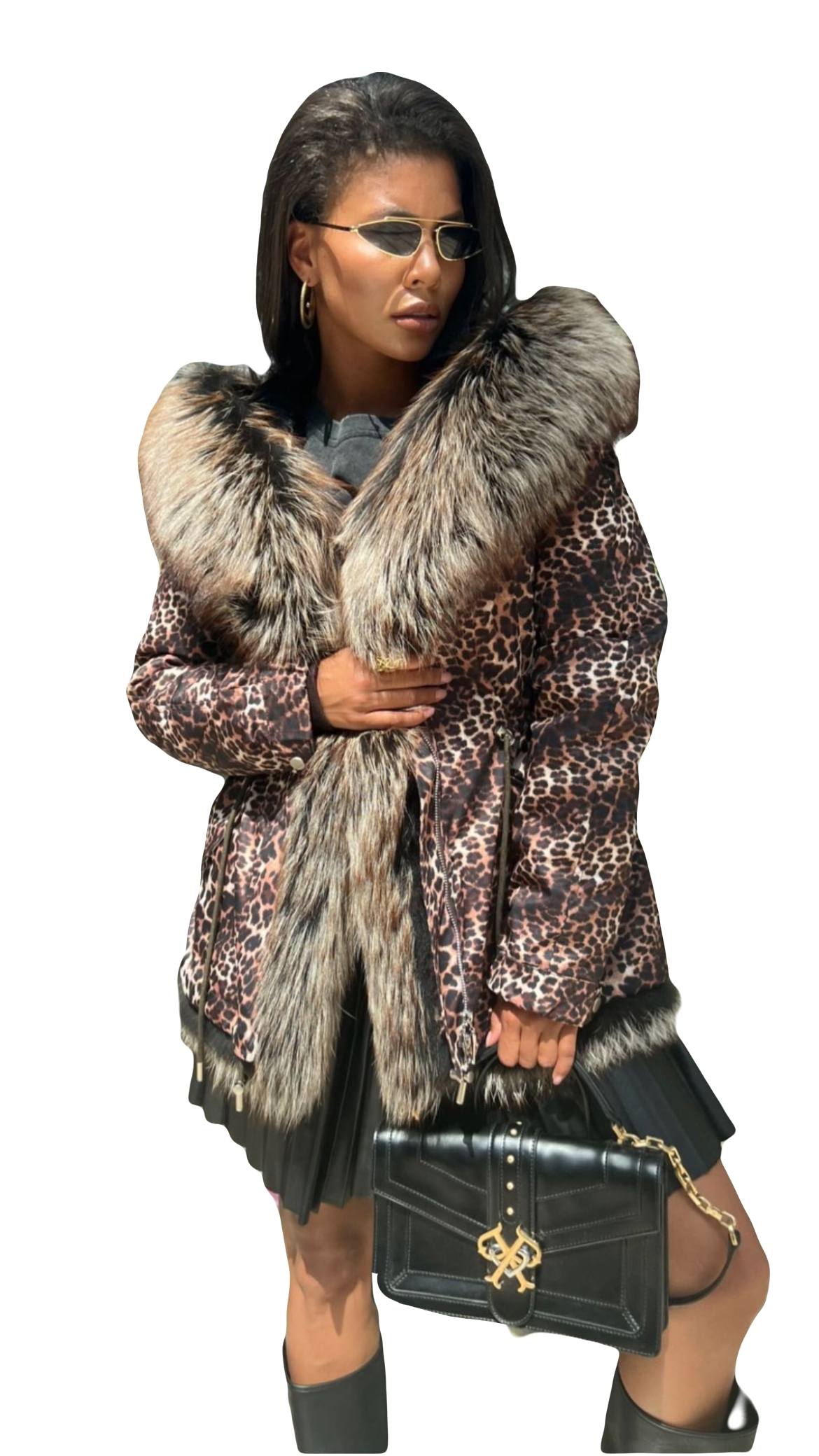 Leopard Genuine Silver Fox Fur Parka with Rabbit Fur Insulation - Energize Trek