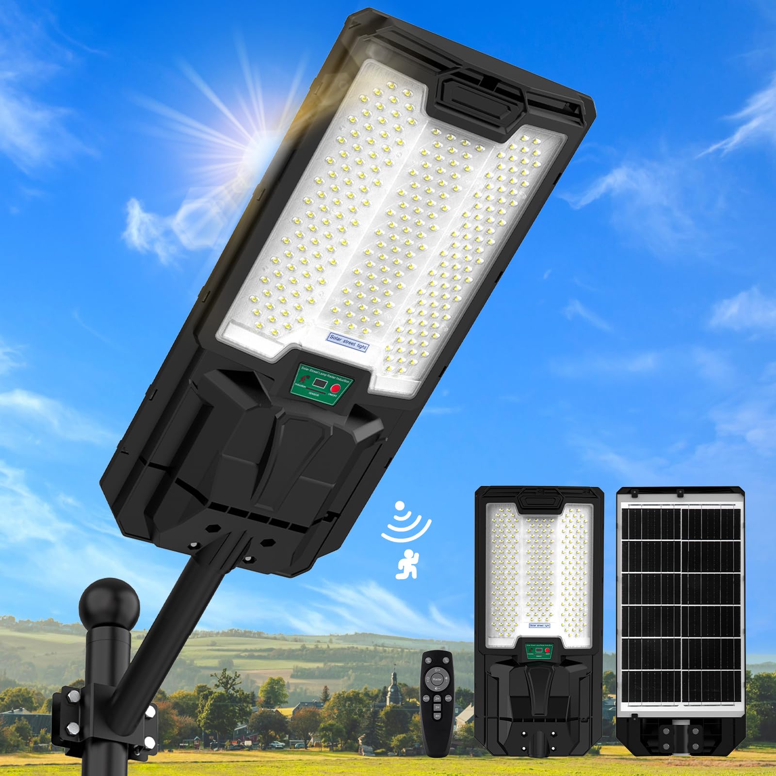 5200W Solar Street Lights Outdoor, Waterproof Commercial Dusk to Dawn, 200000LM Solar Flood Lights Outdoor Motion Sensor - Energize Trek