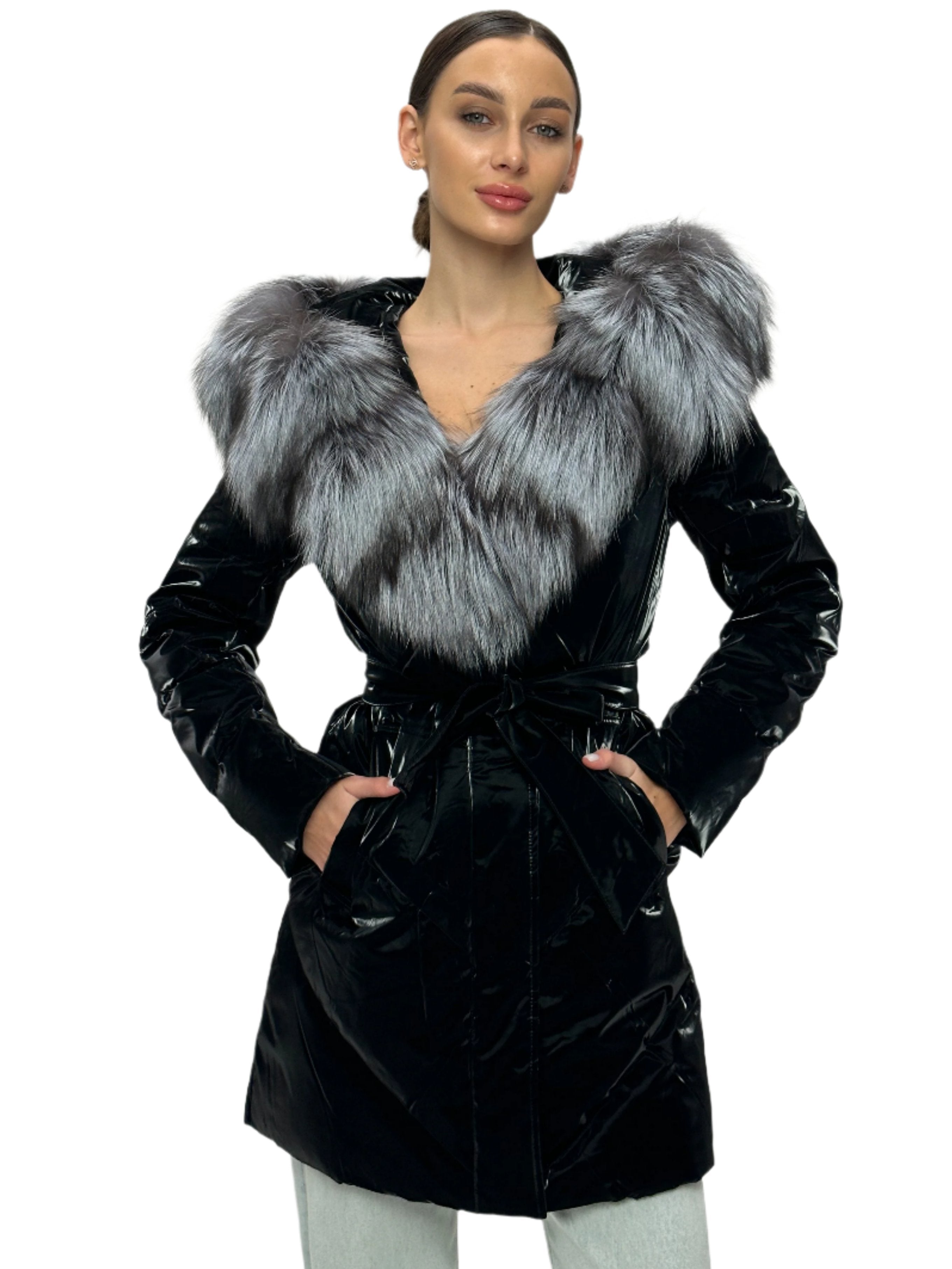 Genuine Silver Fox Fur Down Fill Coat - Energize Trek