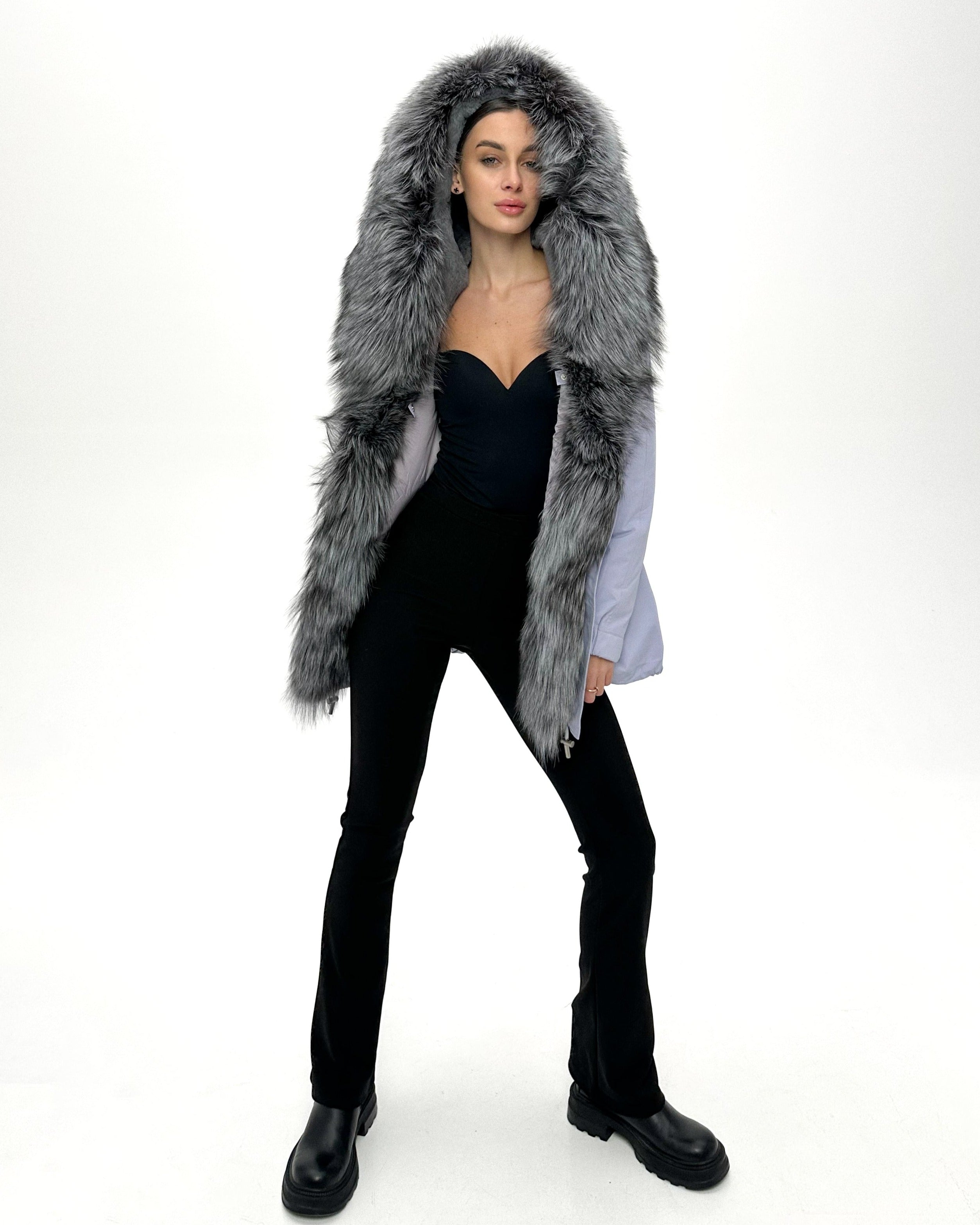 Genuine Silver Fox Fur Trim Rabbit Fur Insulated Parka - Energize Trek