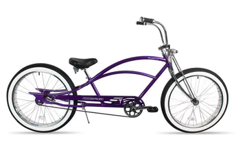 Micargi Marten 3.0 GS 26¡° Stretch Cruiser Bike  Spring Fork-CP, Single Speed KT Coaster-Brake Alloy 3" FAT Polish RIMS  BMX Bottom Bracket Cr-Mo axle, Three Piece Crank 1700mm, Hi-Rise Steel Handlebar 26"x3.0 FAT Tire - Energize Trek