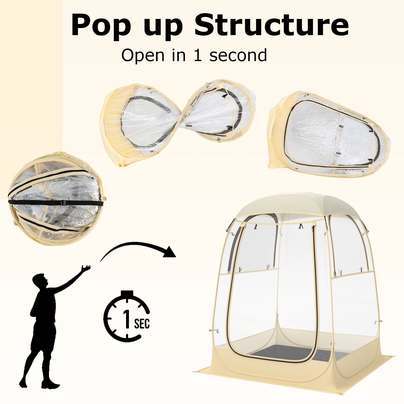Instant Pop up Sports Tent with Carrying Bag and Floor Mat for 1-2/5-6 People - Energize Trek