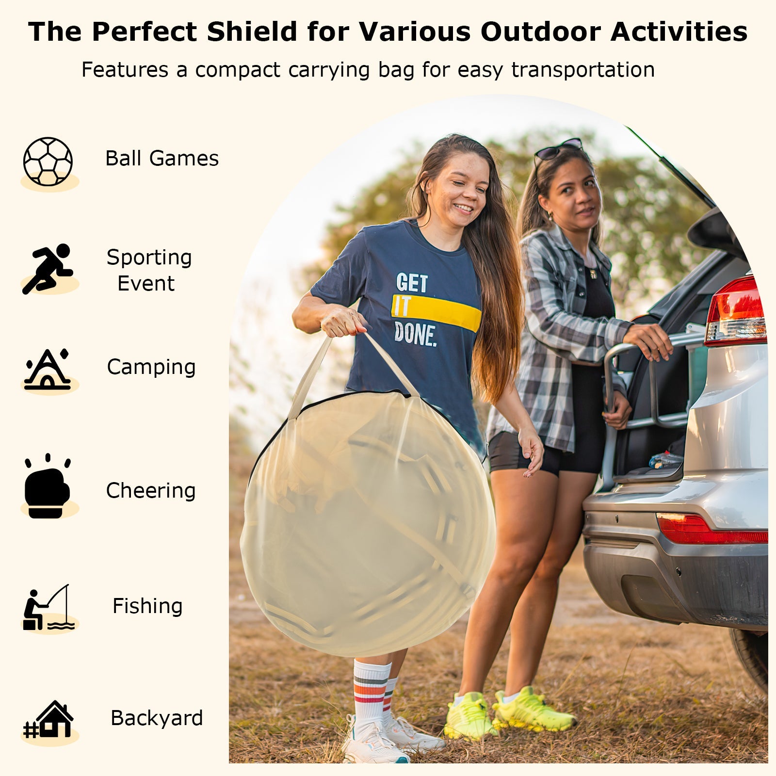 Instant Pop up Sports Tent with Carrying Bag and Floor Mat for 1-2/5-6 People - Energize Trek