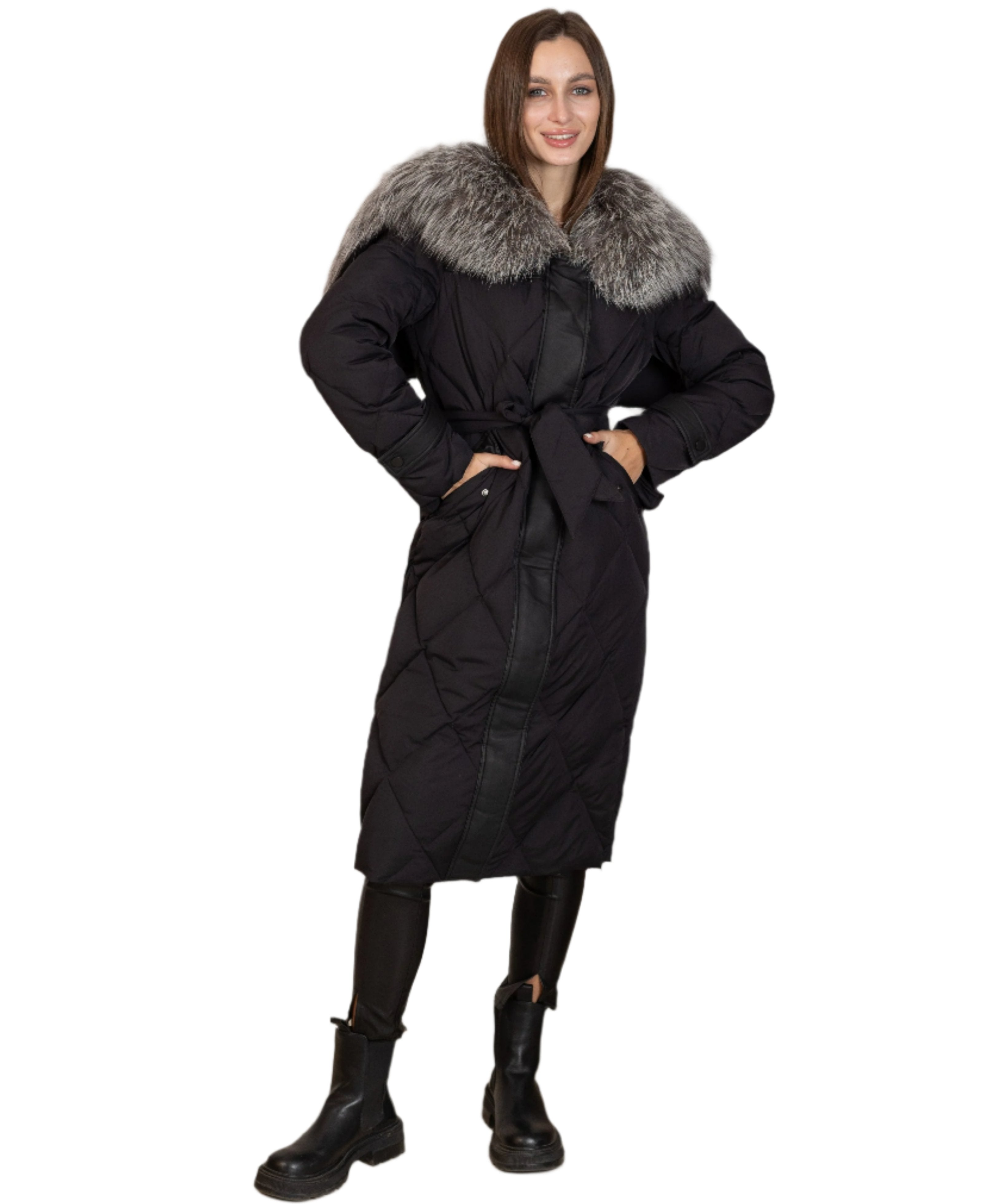 Genuine Silver Fox Fur Collar-Hood Down Winter Coat - Energize Trek