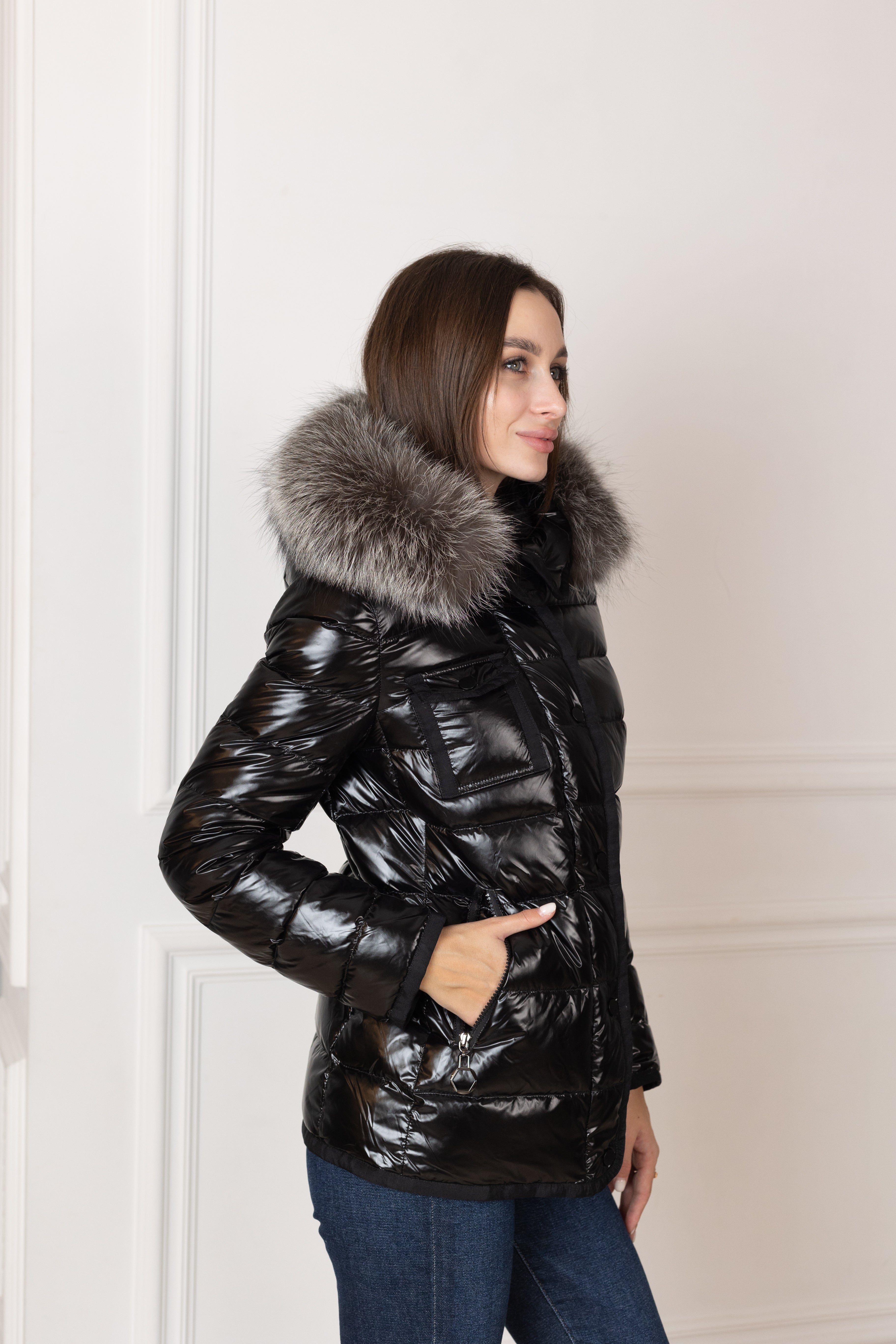 Genuine Silver Fox Fur Lightweight Down Fill Coat - Energize Trek