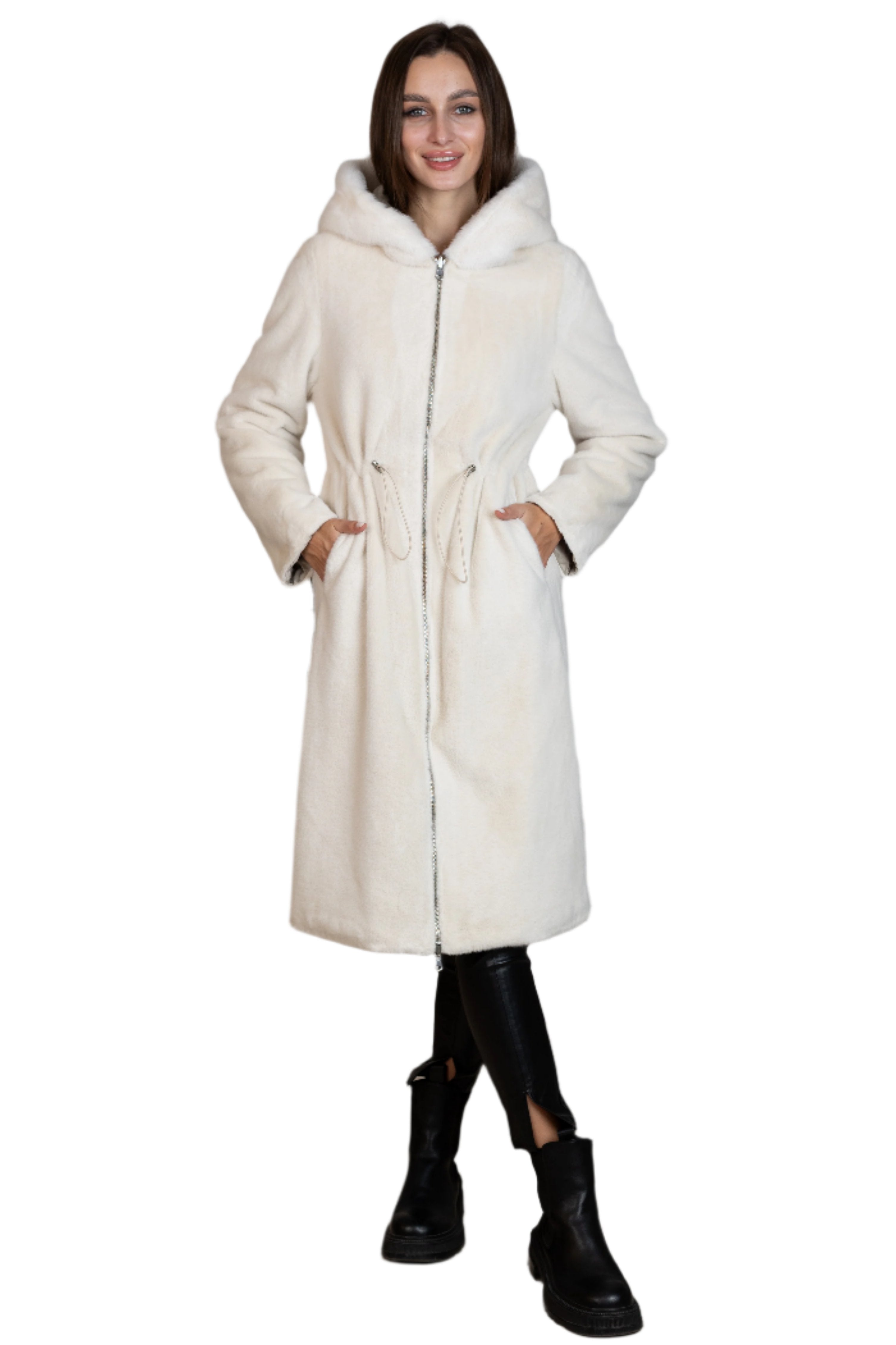 ⇆ Reversible Faux Alpaca Satin Hooded Coat - Energize Trek