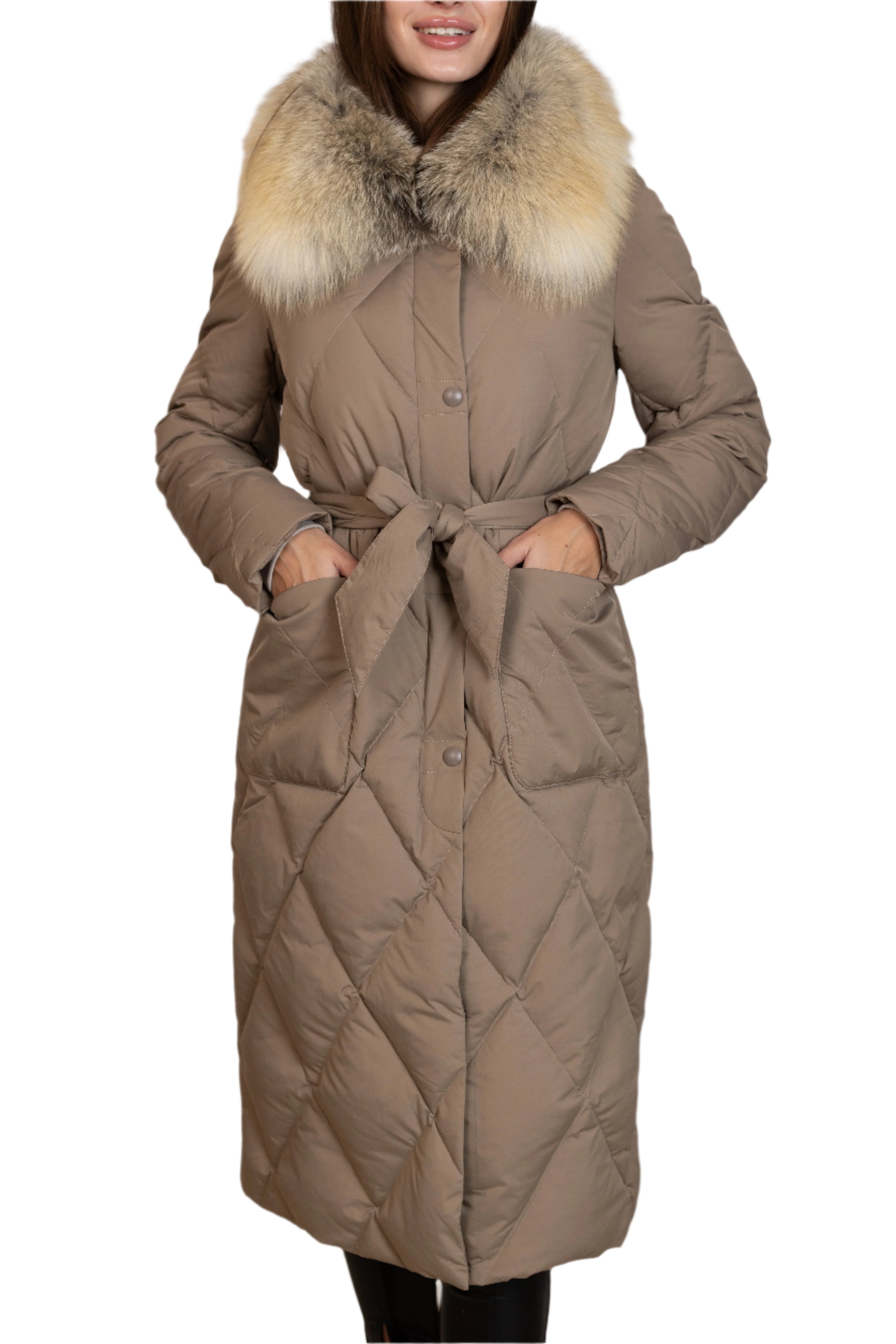 Genuine Red Fox Collar Down Fill Coat - Energize Trek