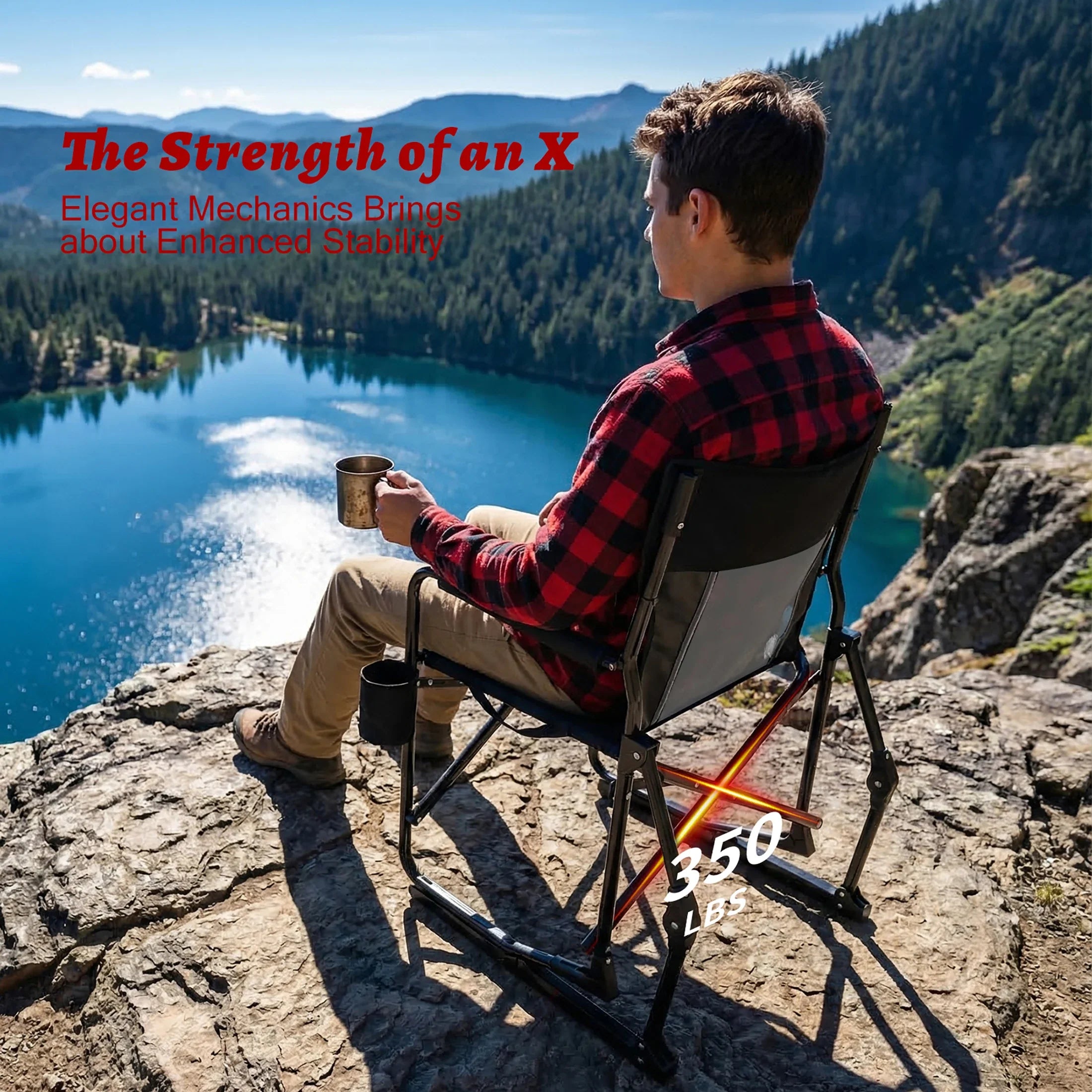 JHK Outdoor Folding Rocking Chair Portable Camping Patio Lounge - Energize Trek