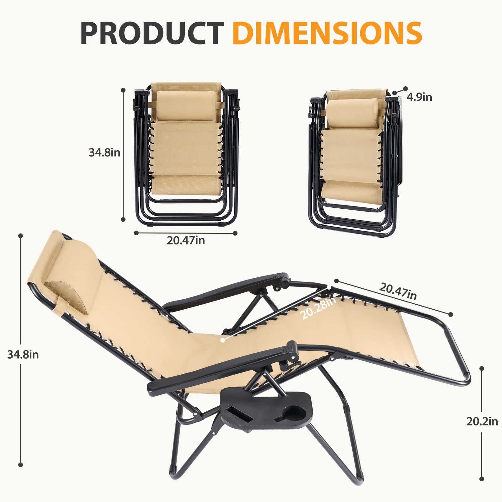 JHK Zero Gravity Recliner Chairs 2 With Cup Holder Trays - Energize Trek