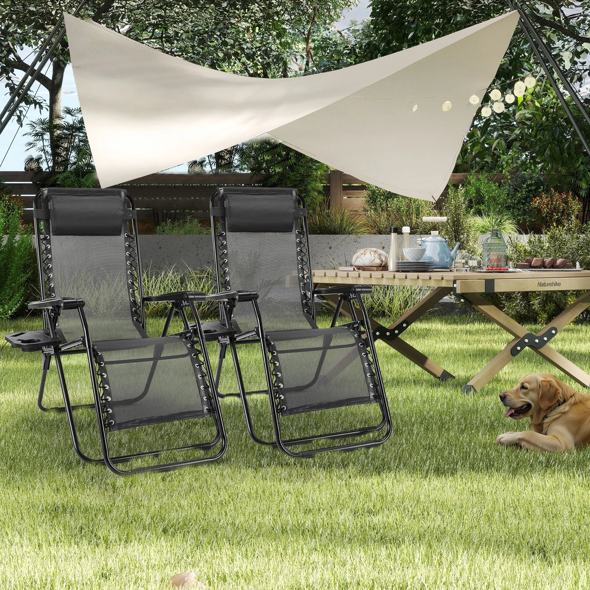 JHK Zero Gravity Recliner Chairs 2 With Cup Holder Trays - Energize Trek
