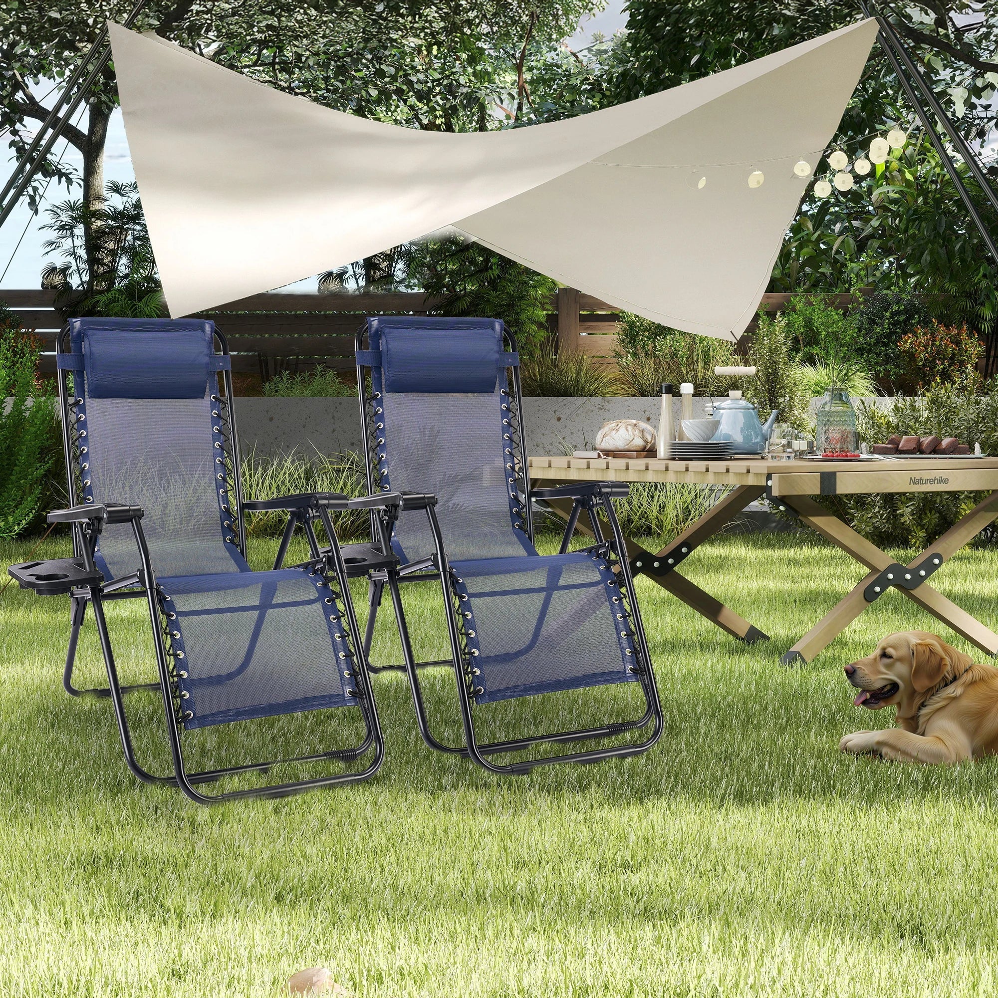 JHK Zero Gravity Recliner Chairs 2 With Cup Holder Trays - Energize Trek