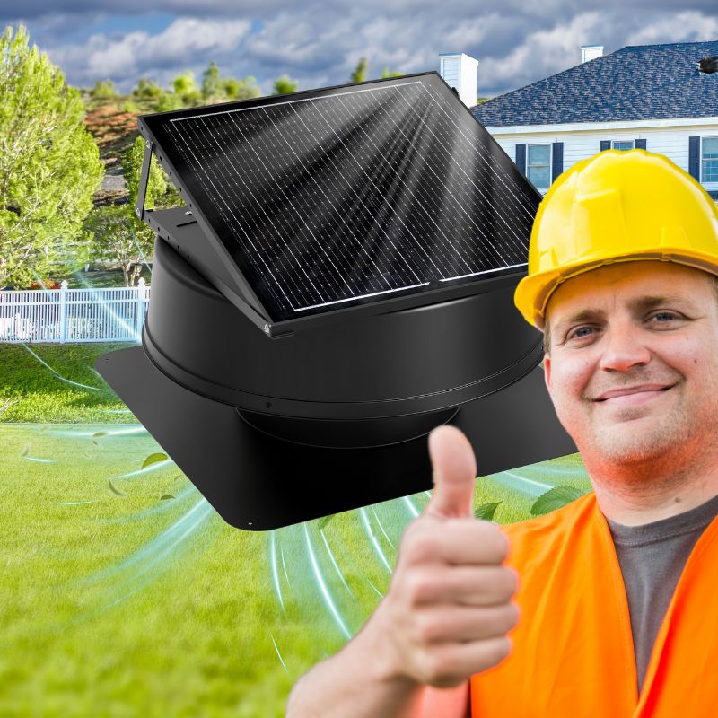 42W 12" Solar Attic Fan with Smart Power Adapter+Remote - Energize Trek