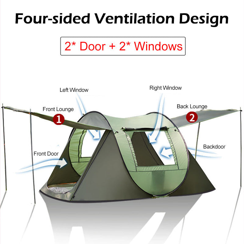 Large Capacity 4 to 5 Persons Automatic Pop Up Camping Tent - Energize Trek