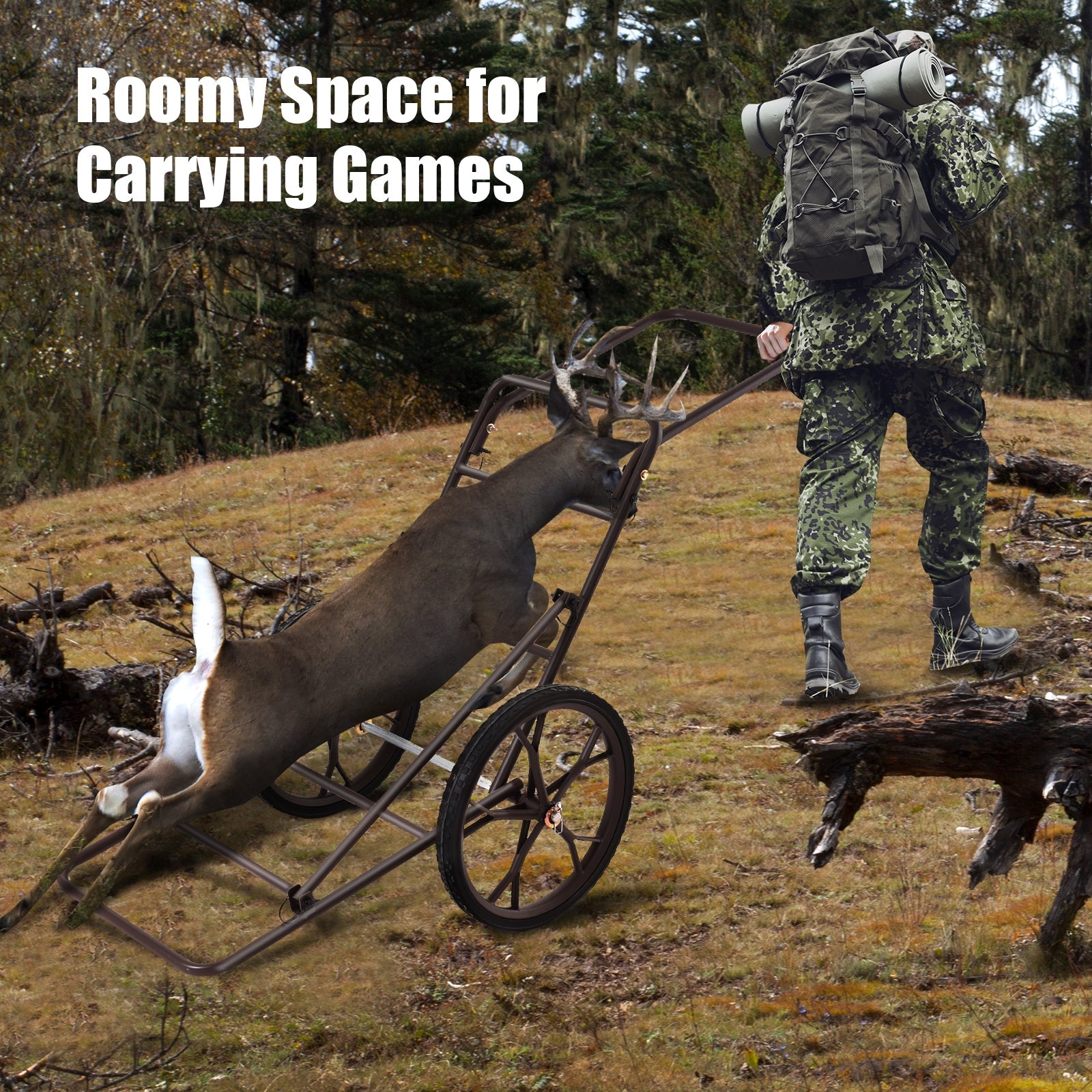 Larger Capacity Folding Deer Game Cart - Energize Trek