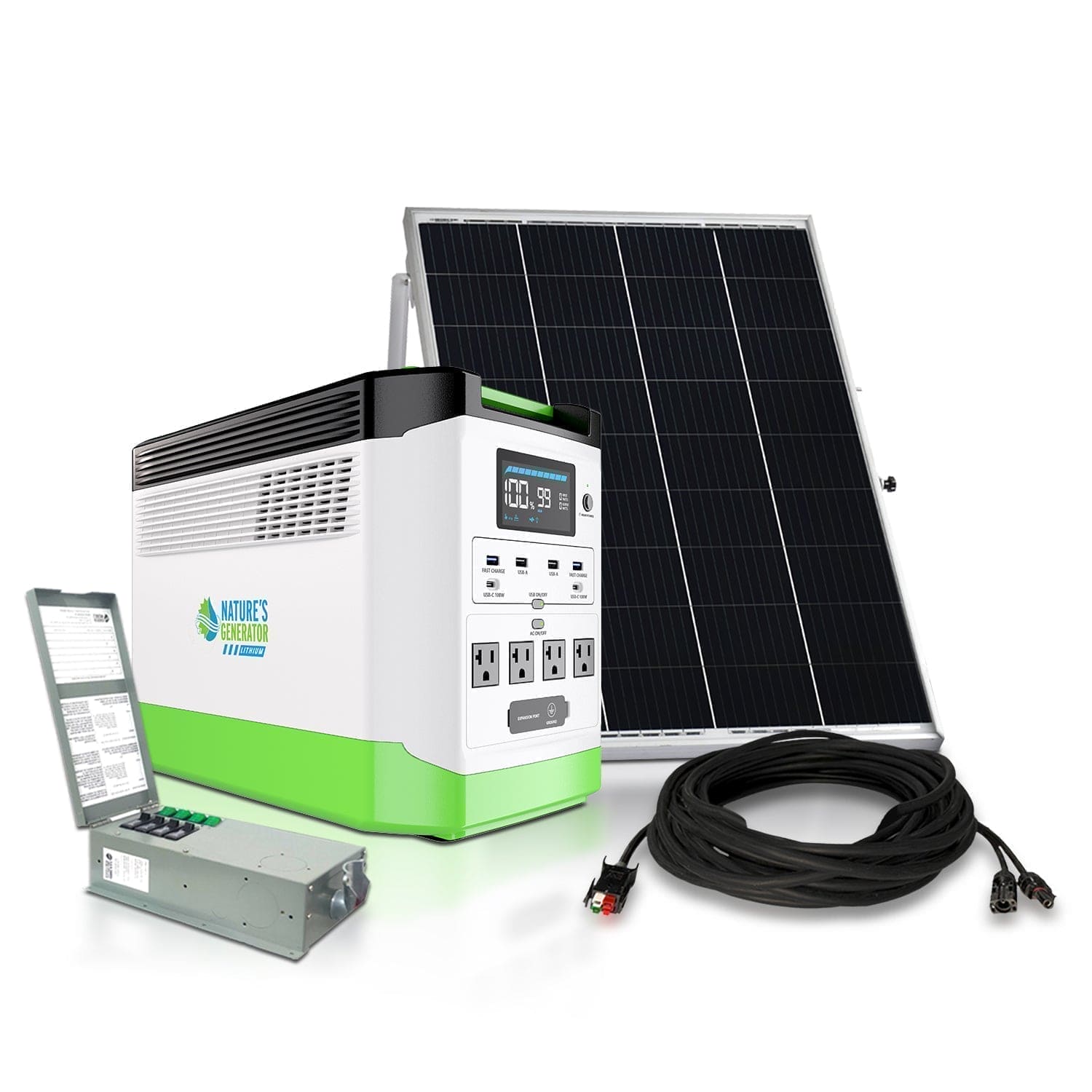 Nature's Generator Lithium 1800 Solar Generator and Transfer Switch - Energize Trek