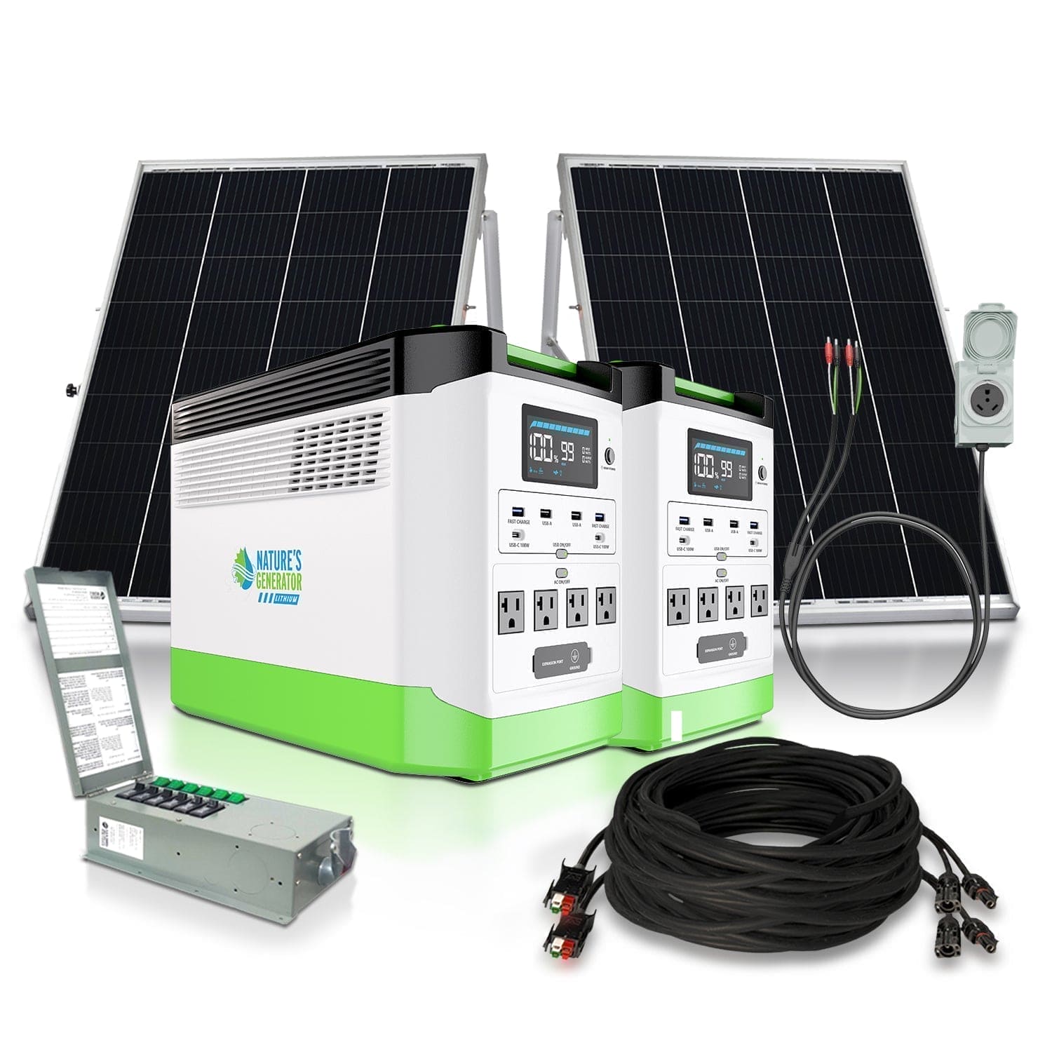 Nature's Generator Lithium 1800 Solar Generator and Transfer Switch - Energize Trek