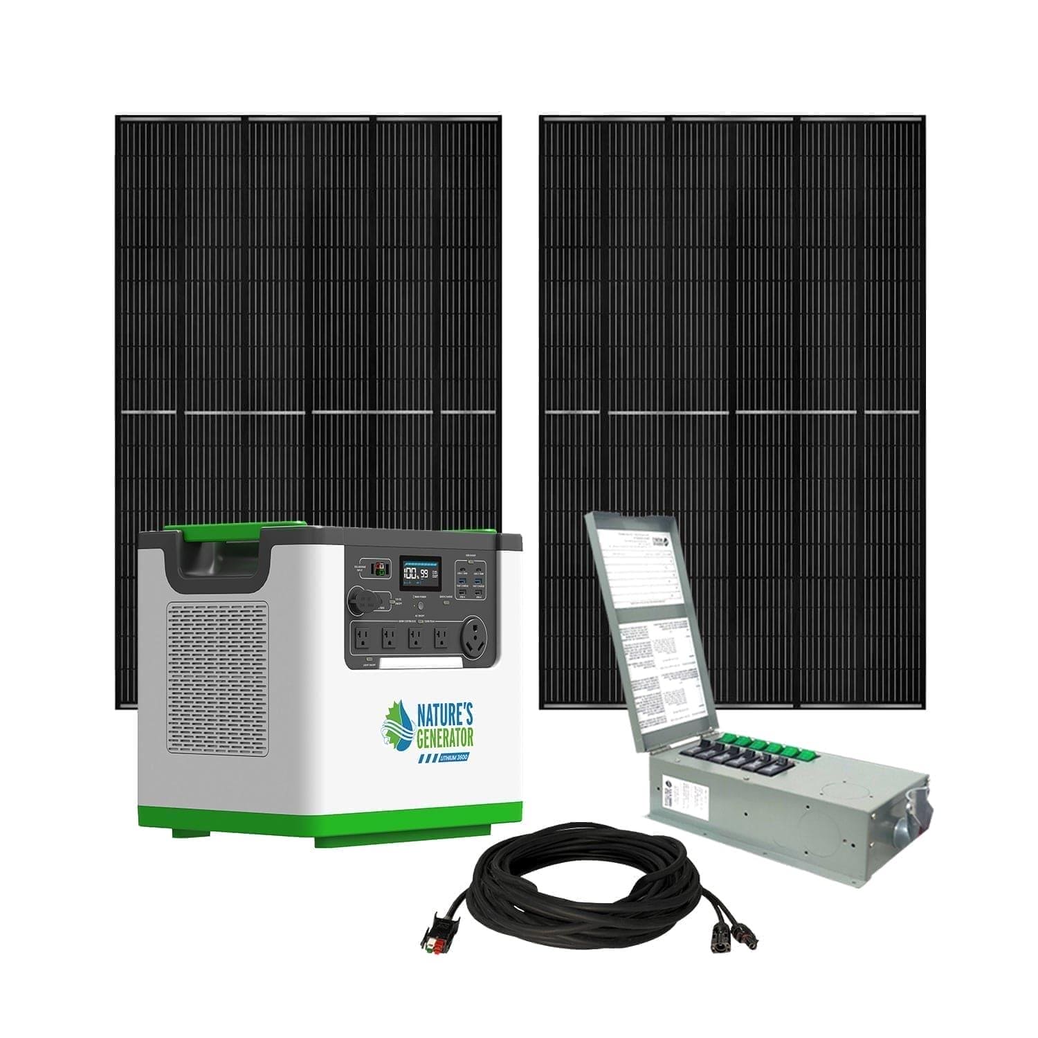 Nature's Generator Lithium 3600 Solar Generator and Transfer Switch - Energize Trek