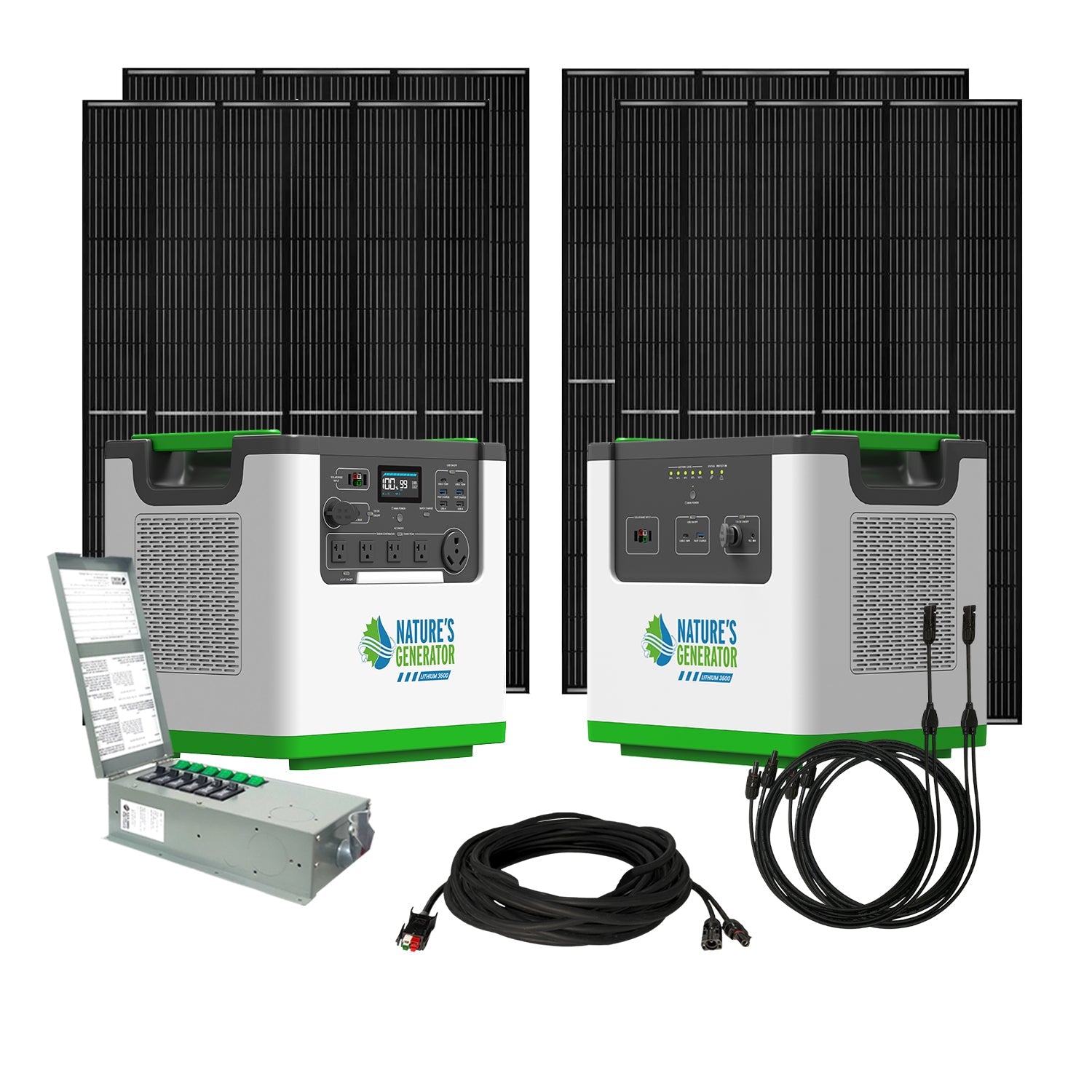 Nature's Generator Lithium 3600 Solar Generator and Transfer Switch - Energize Trek