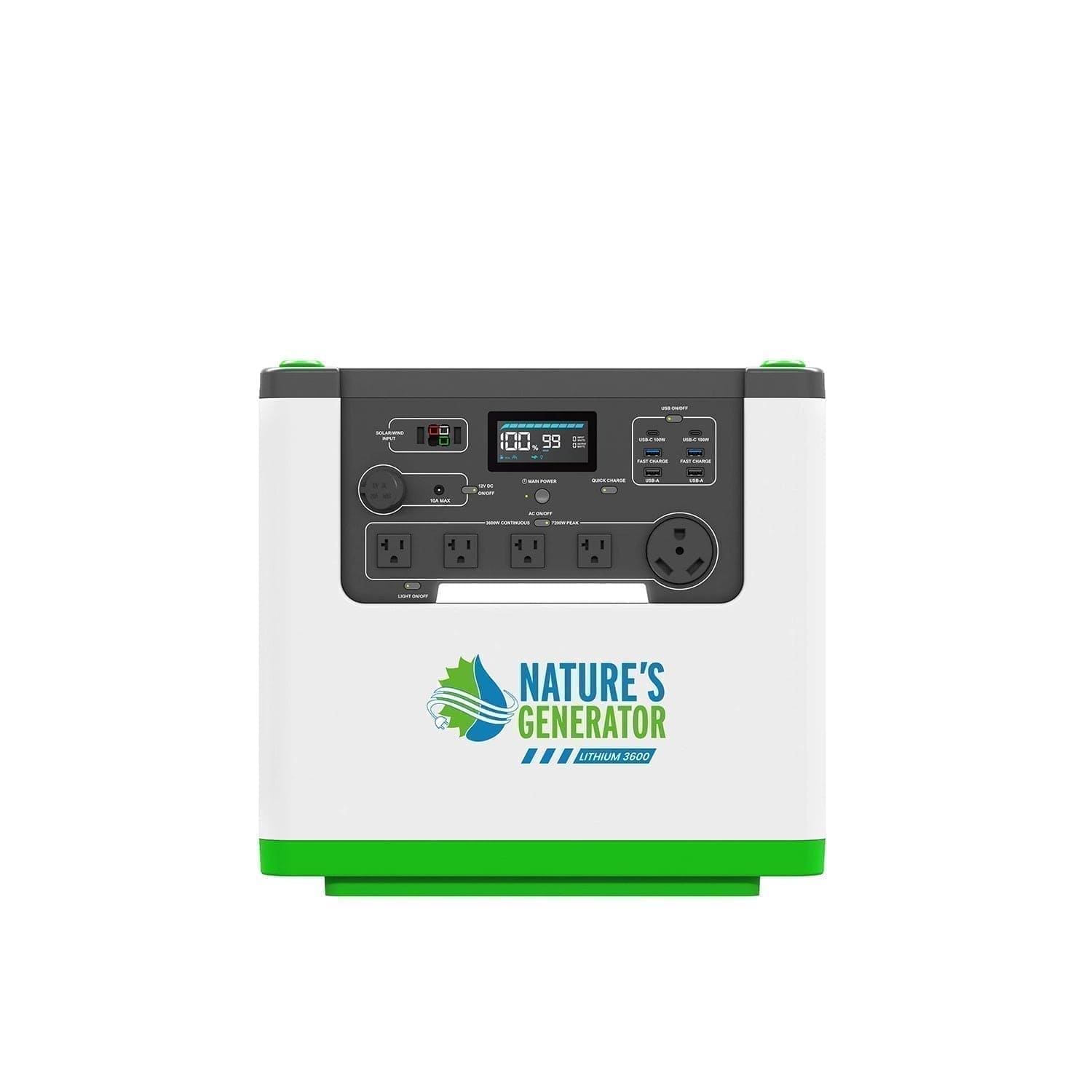 Nature's Generator Lithium 3600 Solar Generator and Transfer Switch - Energize Trek