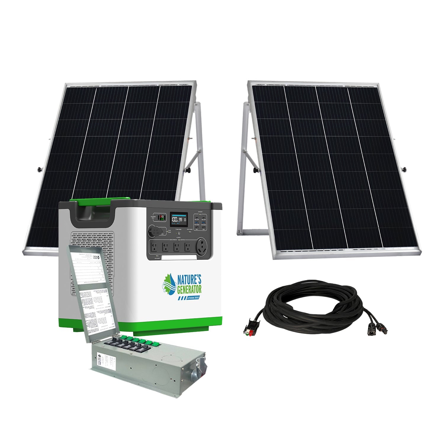 Nature's Generator Lithium 3600 Solar Generator and Transfer Switch - Energize Trek