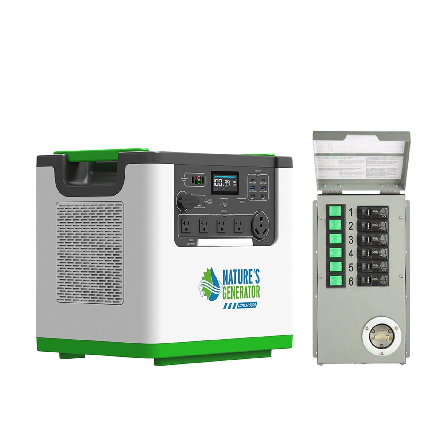 Nature's Generator Lithium 3600 Solar Generator and Transfer Switch - Energize Trek