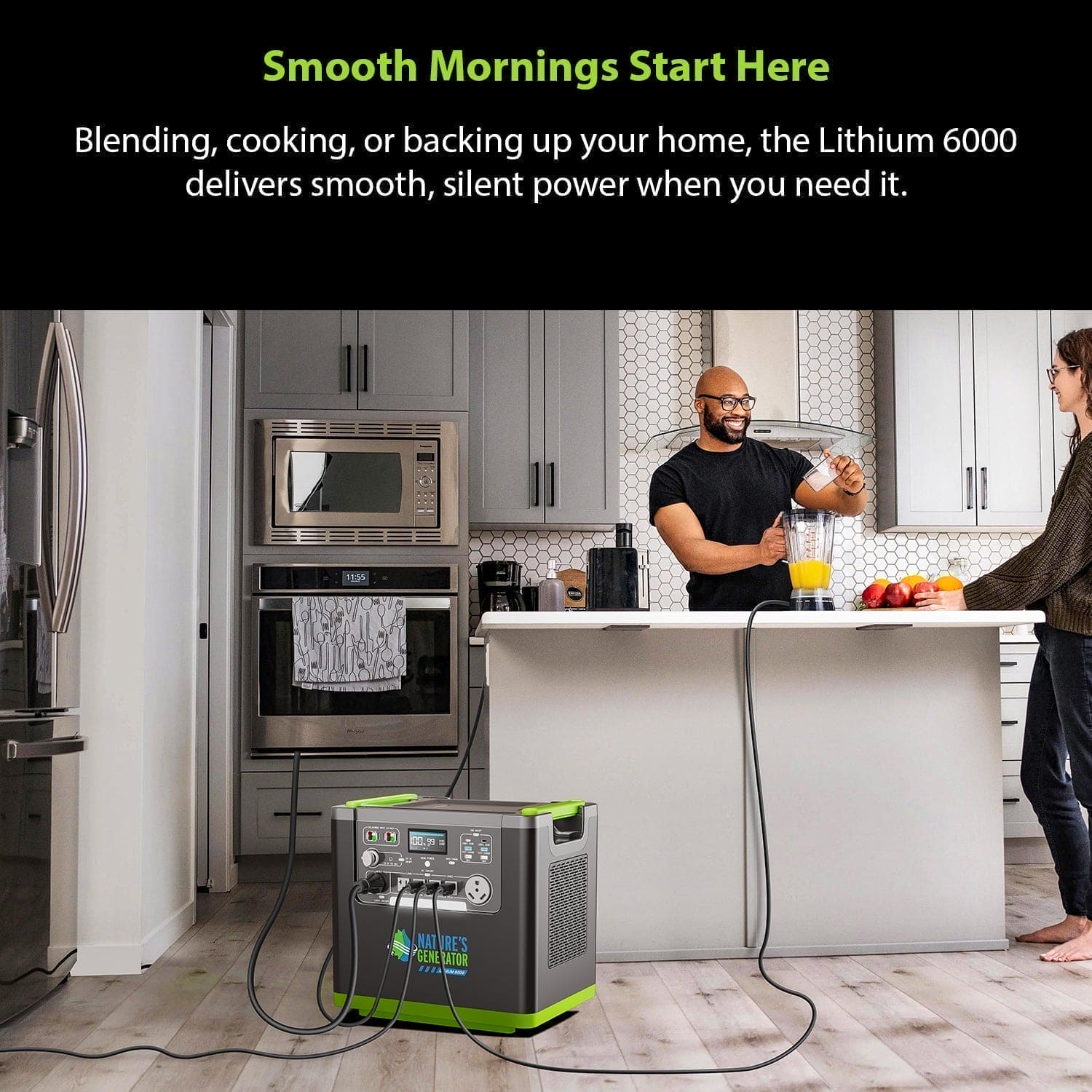 Nature's Generator Lithium 6000 with Solar Panel - Energize Trek