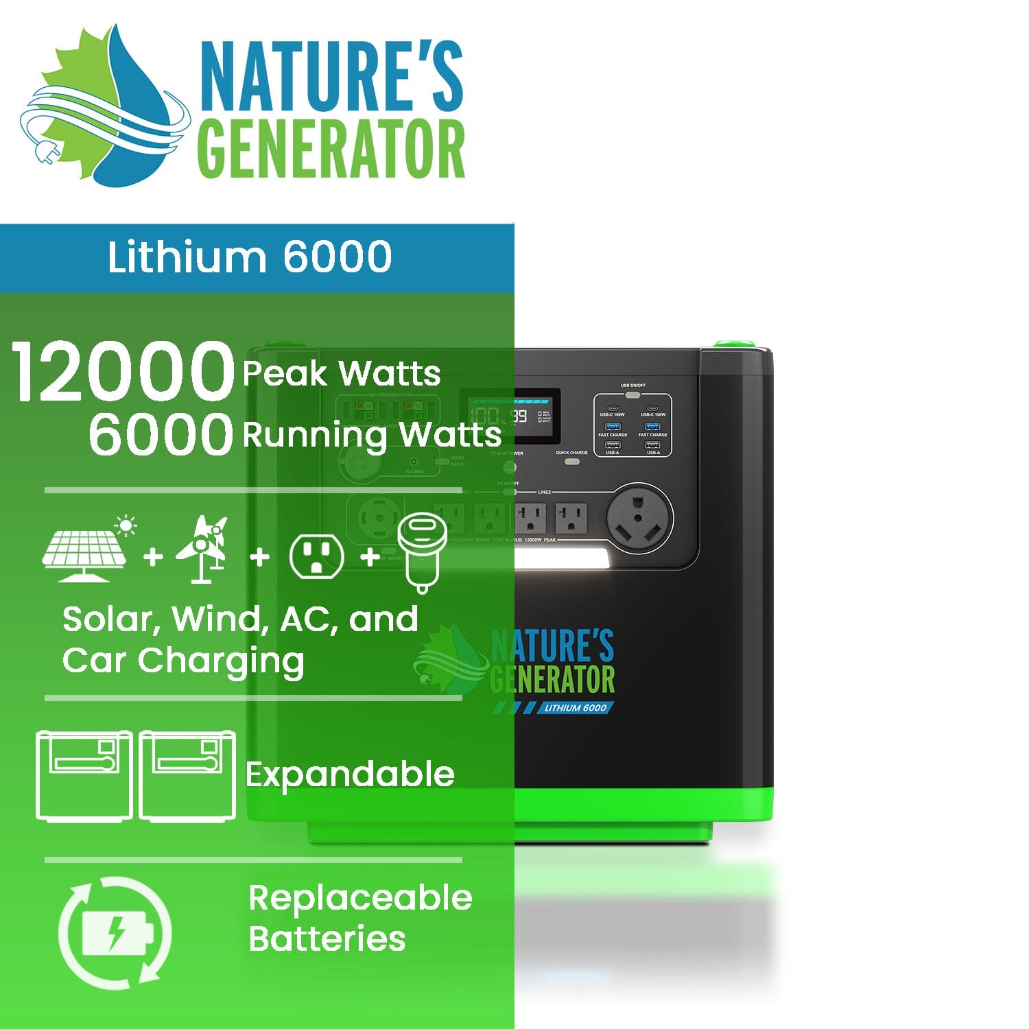 Nature's Generator Lithium 6000 Power Station - Energize Trek