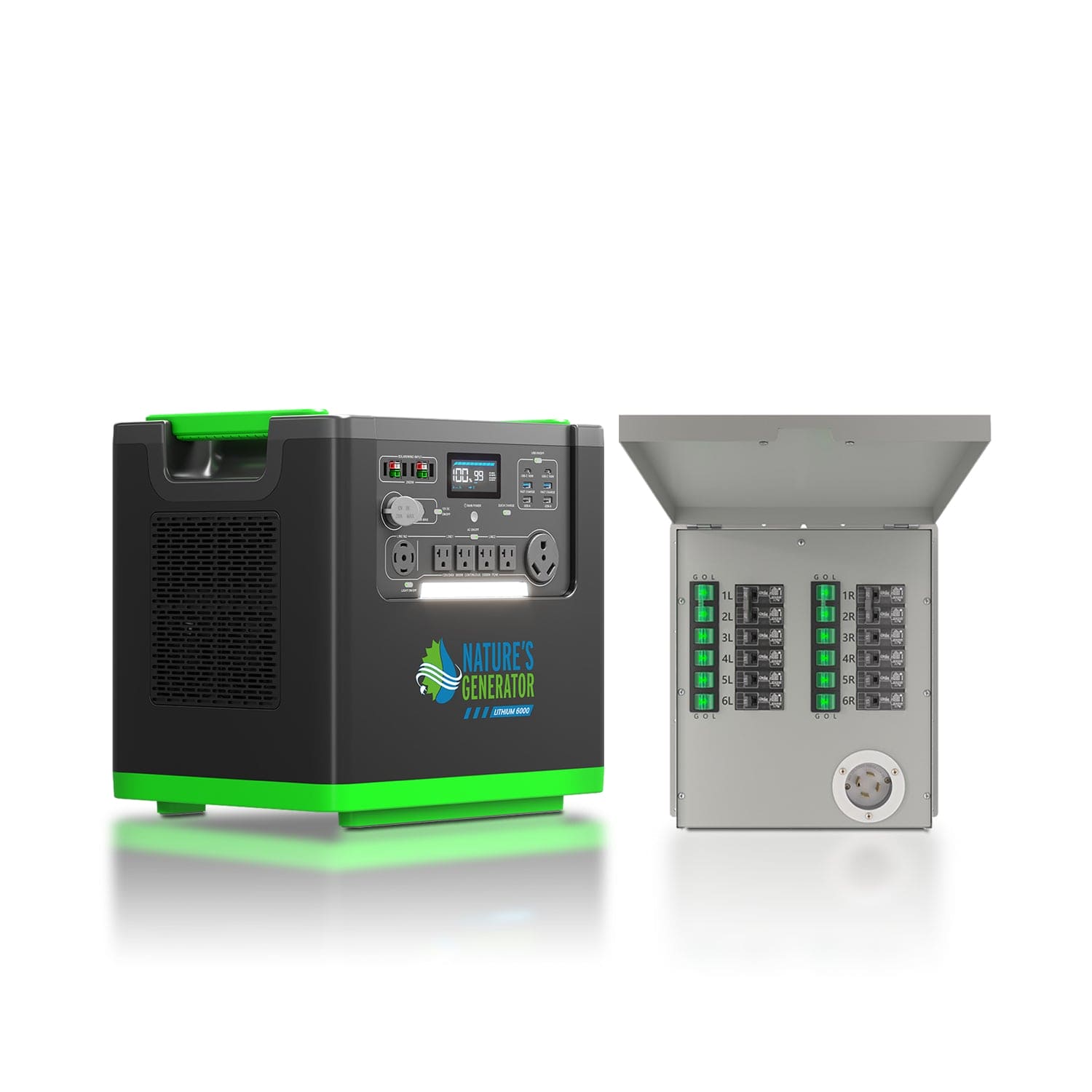 Nature's Generator Lithium 6000 and Transfer Switch - Energize Trek