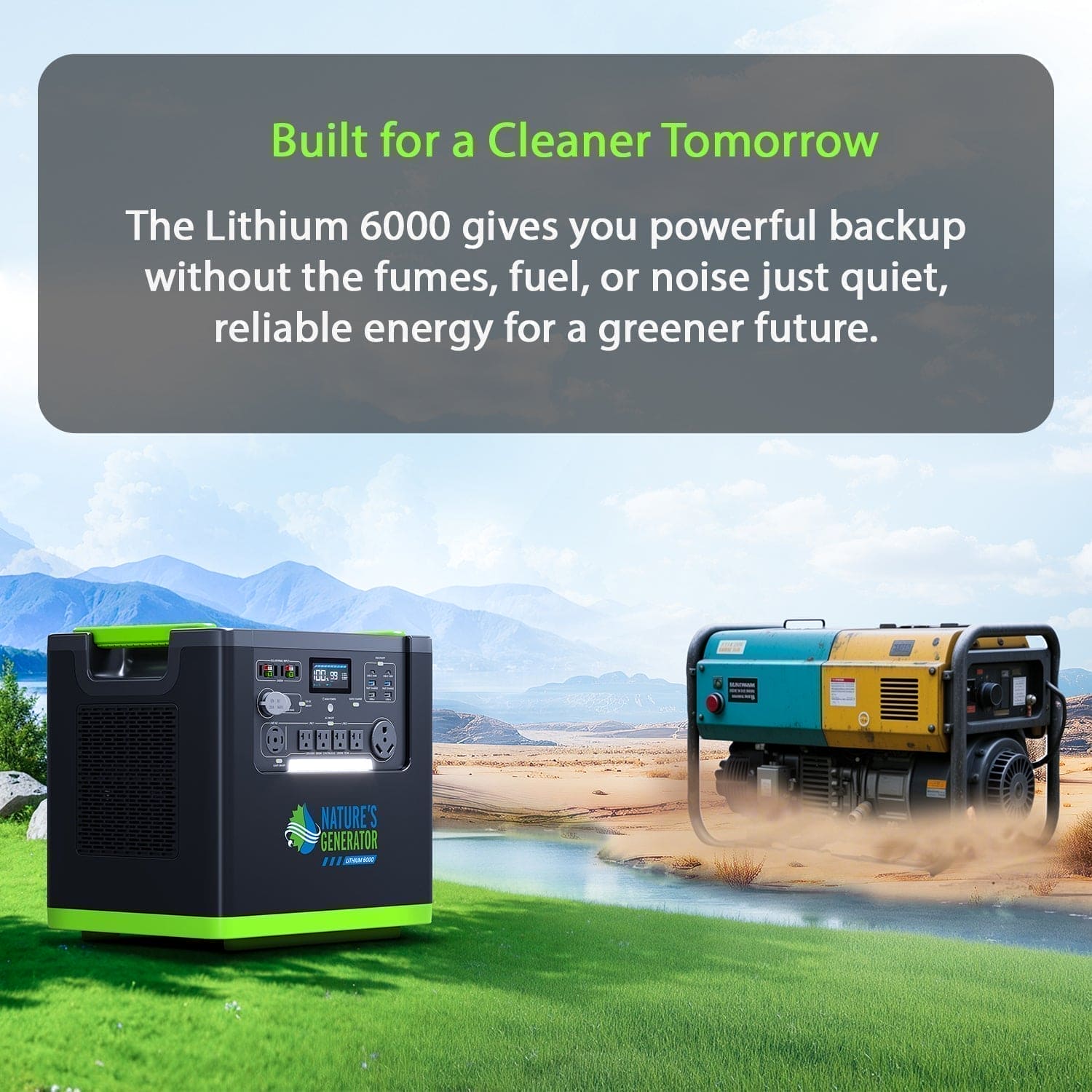 Nature's Generator Lithium 6000 with Solar Panel - Energize Trek