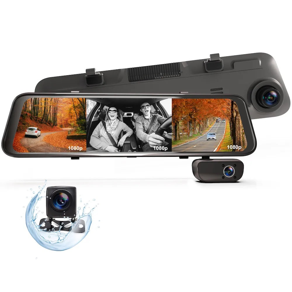 Rexing M3 3 Channel 1080p Front +1080p Cabin +1080p Rear Mirrored Dash Cam w/ GPS - Energize Trek