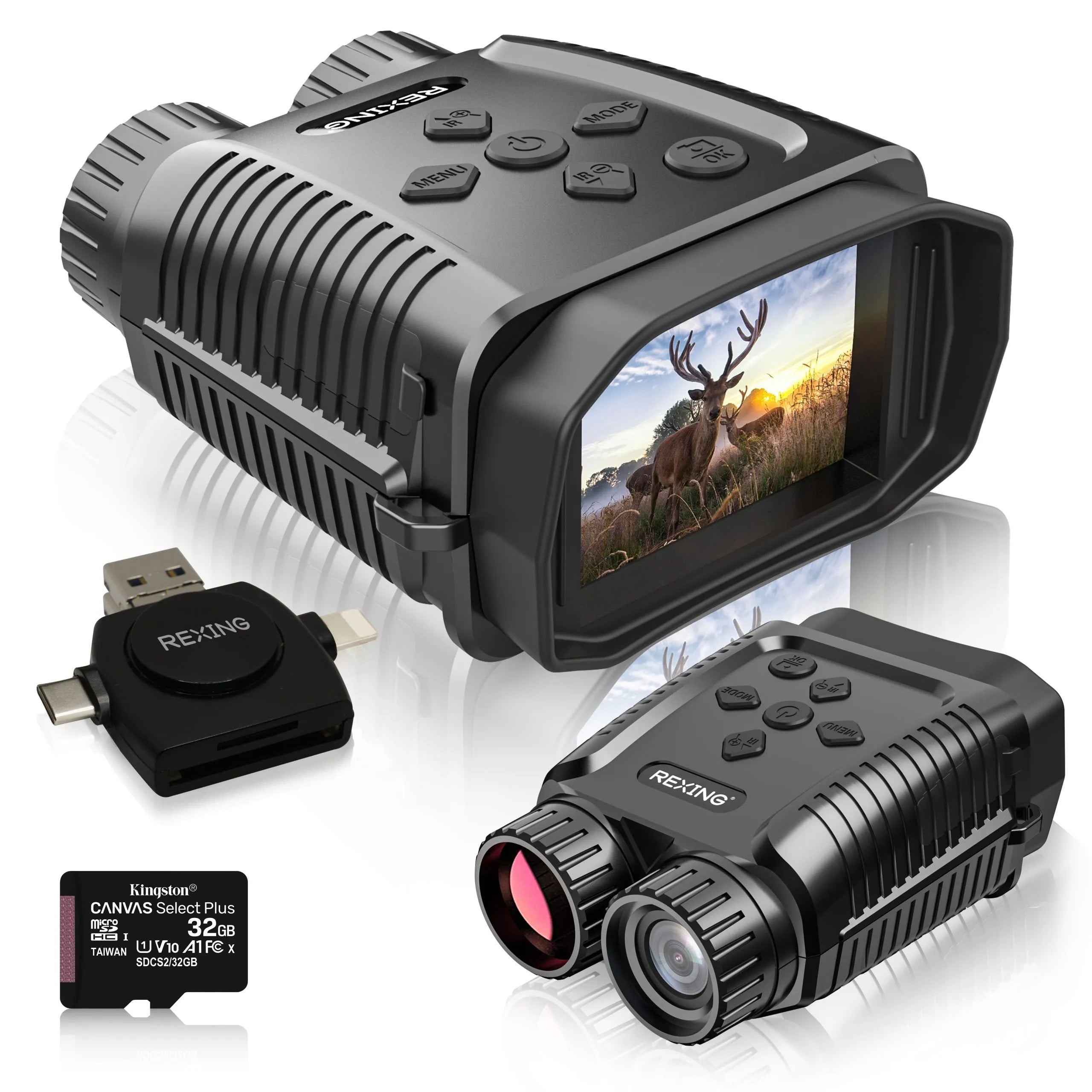 REXING B1 Mini – 1080p Night Vision Mini Digital Binoculars – Travel Infrared Binoculars Save Image And Video w/ Viewing Screen, High-Tech Hunting Gear - Energize Trek