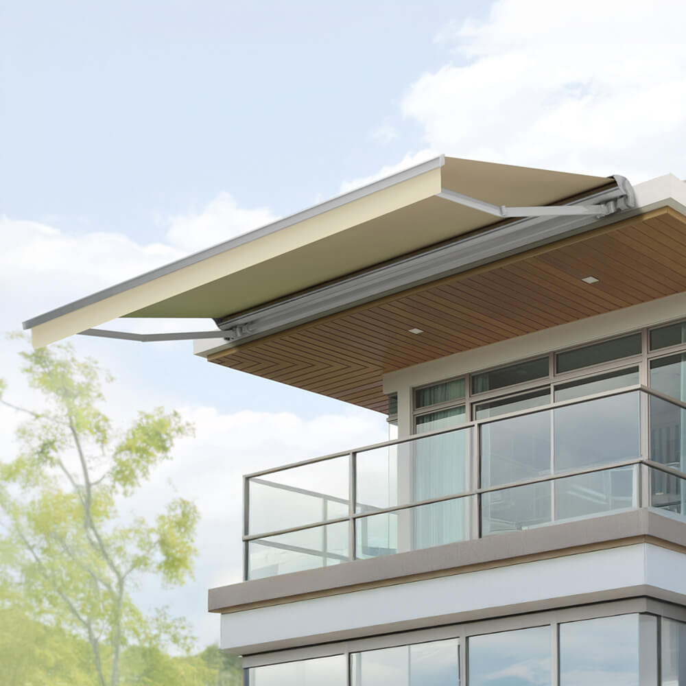 Multiple Awnings Brasilia Europa Premium Outdoor Electric Retractable Sun Shade Awning With White Frame (SAK63824) - Energize Trek