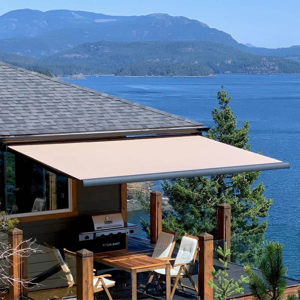 Multiple Awnings Brasilia Slim Premium Full Cassette Electric Retractable Sun Shade Awning With Black Frame (SAK42536) - Energize Trek