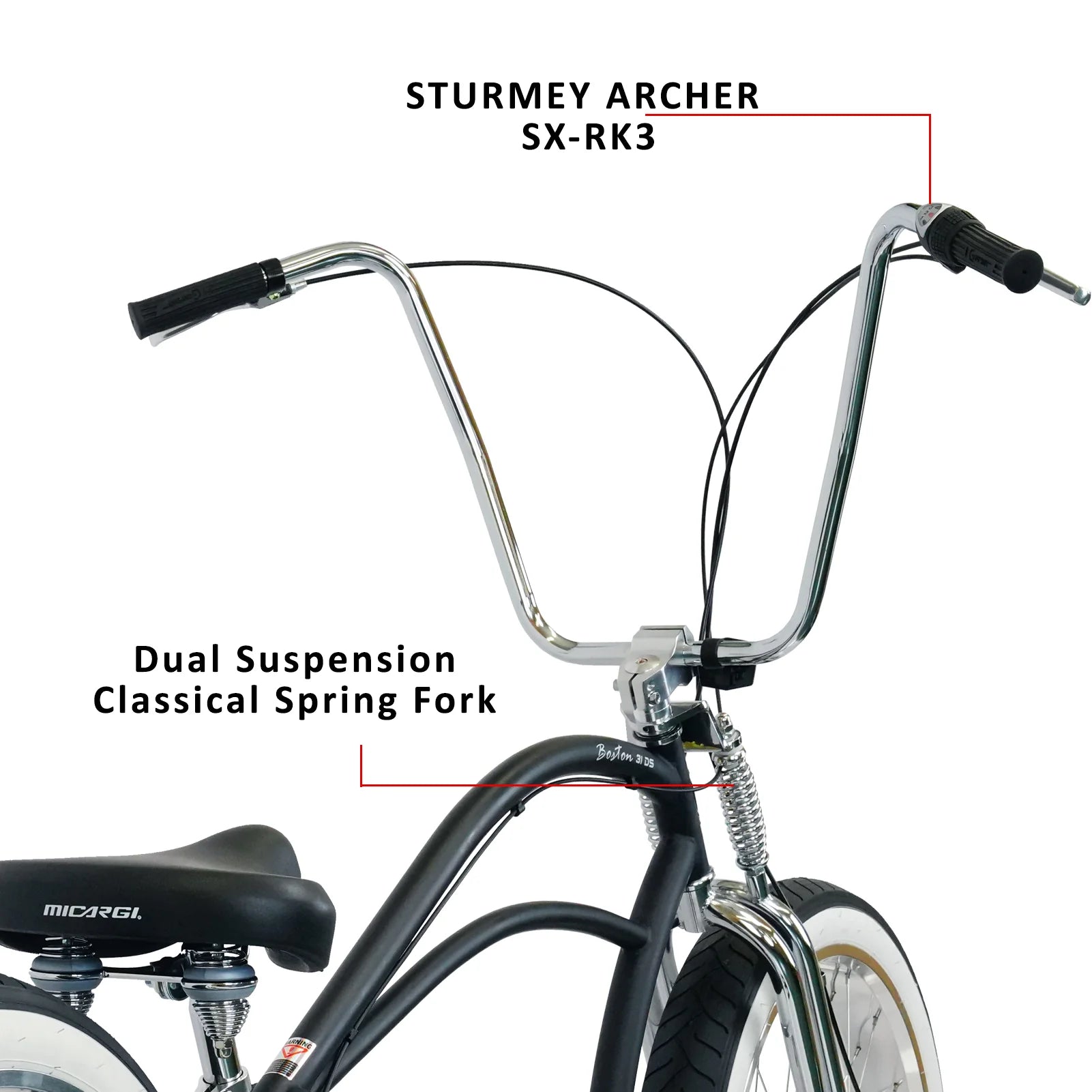 Micargi Boston 3i DS Stretch Cruiser Bicycle 3-Speed - Energize Trek