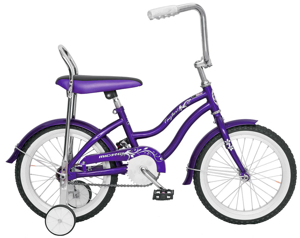 Micargi Taylor 16" Lowrider Coaster Brake One Piece Crank Alloy Rims 16x1.75 28H White Wall Tire, High Rise Handlebar & Black Banana Seat, - Energize Trek