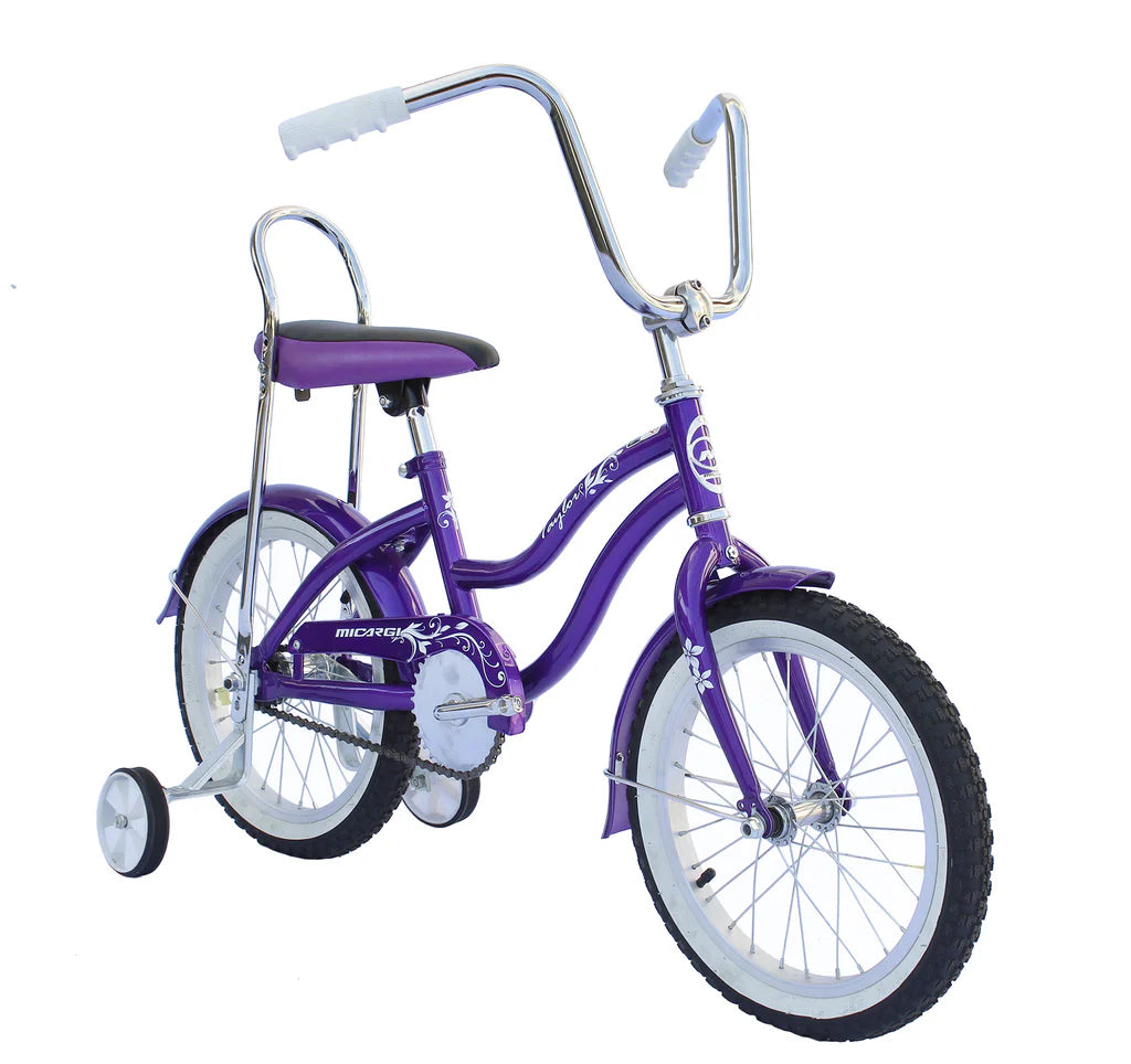 Micargi Taylor 16" Lowrider Coaster Brake One Piece Crank Alloy Rims 16x1.75 28H White Wall Tire, High Rise Handlebar & Black Banana Seat, - Energize Trek