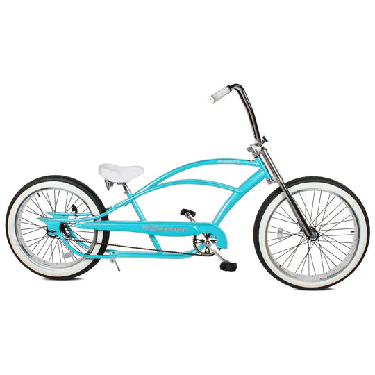 Micargi 29" Stretch Cruiser coaster brake, single sp, Three Piece Alloy Crank, triple tree fork, high rise handlebar. 29"F 26"R - Energize Trek