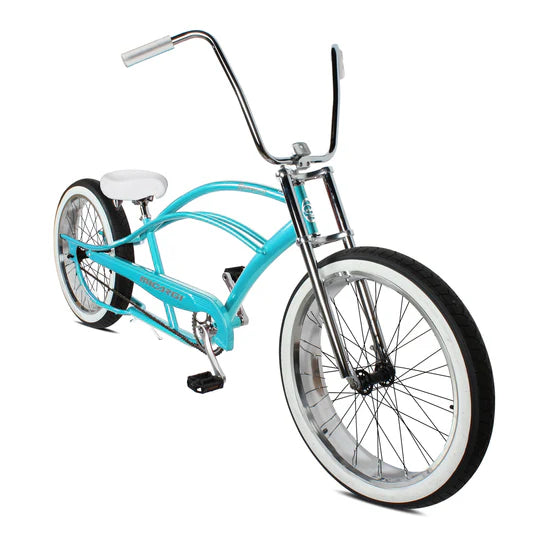 Micargi 29" Stretch Cruiser coaster brake, single sp, Three Piece Alloy Crank, triple tree fork, high rise handlebar. 29"F 26"R - Energize Trek