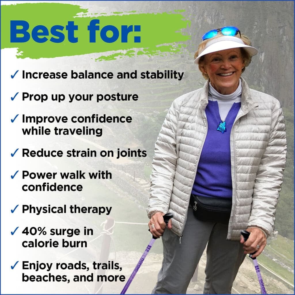 Motivator Swift Connect Travel Poles for Balance and Rehab - Patented Stability Grips - Lightweight, Adjustable and Collapsible includes Detachable Feet and Travel Bag - Energize Trek