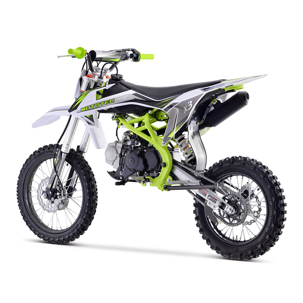 MotoTec X3 125CC 4-Stroke Green Gas-Powered Dirt Bike (95731462) - Energize Trek
