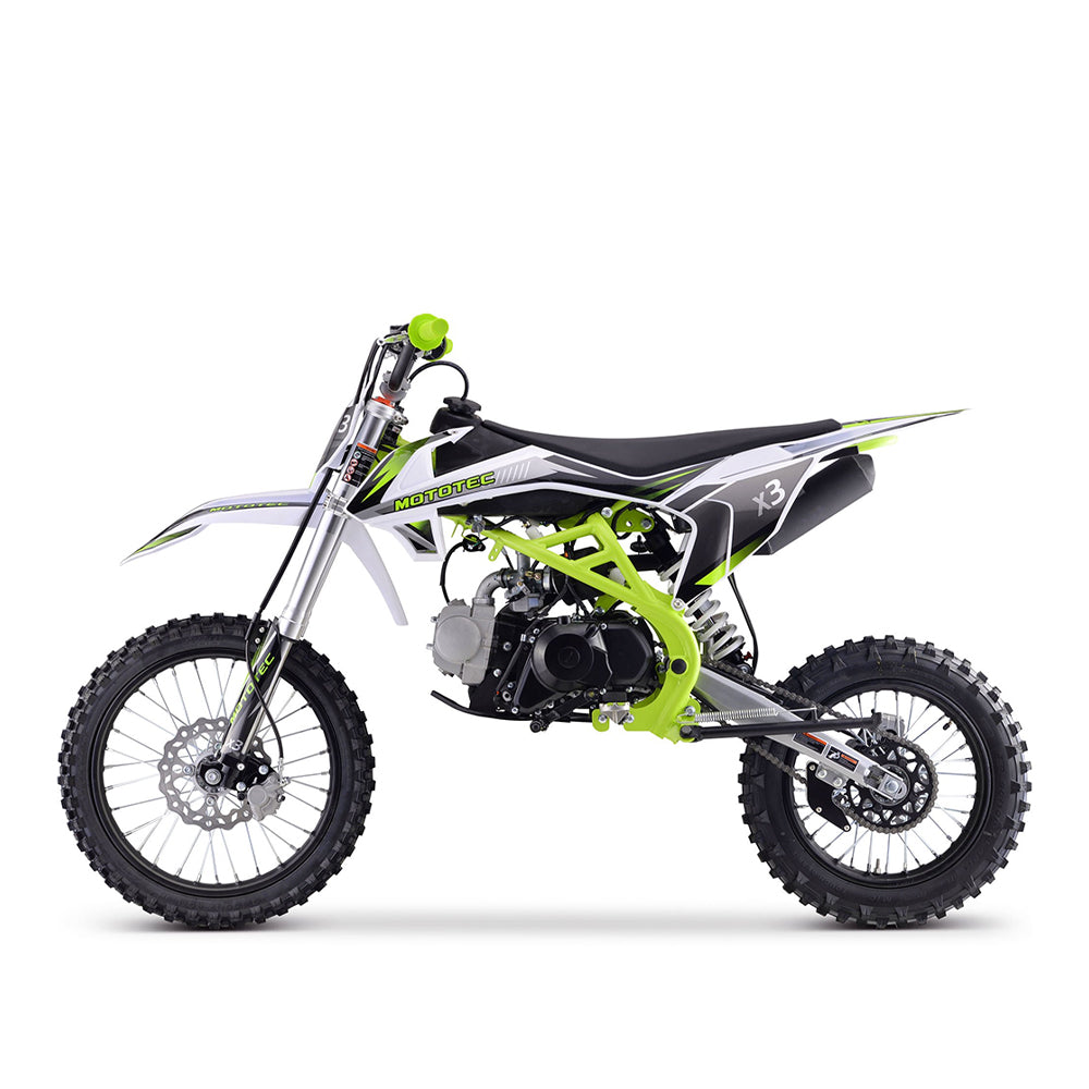 MotoTec X3 125CC 4-Stroke Green Gas-Powered Dirt Bike (95731462) - Energize Trek