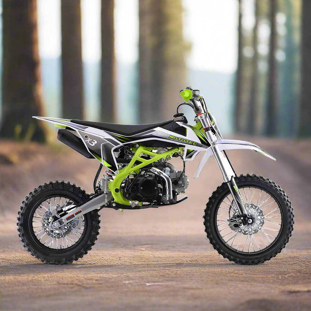 MotoTec X3 125CC 4-Stroke Green Gas-Powered Dirt Bike (95731462) - Energize Trek